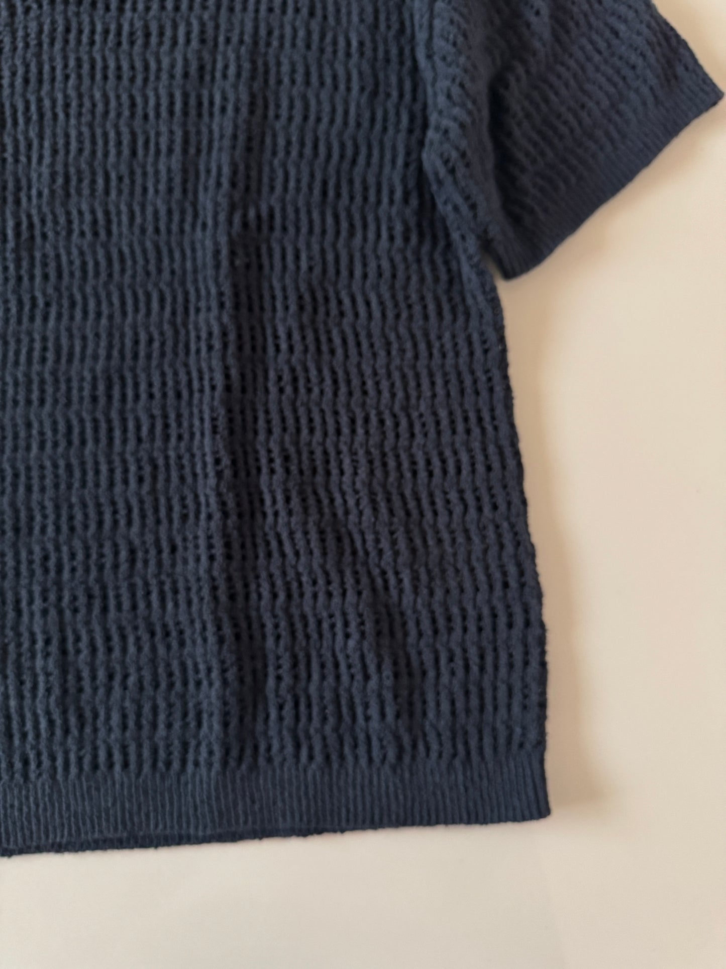 Polo de crochet azul marino, Talla M, Hombre, Zara