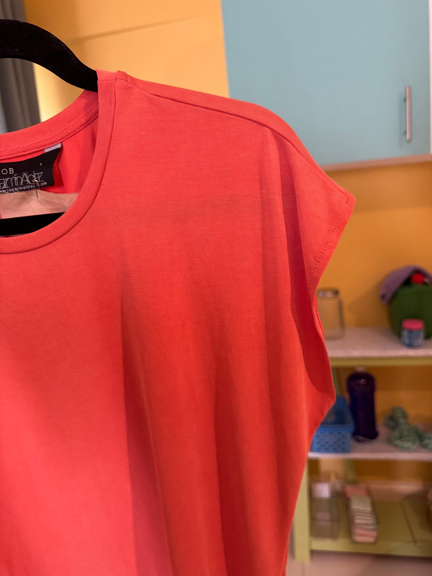 Playera naranja, efecto satinado, talla 1, S, Mujer