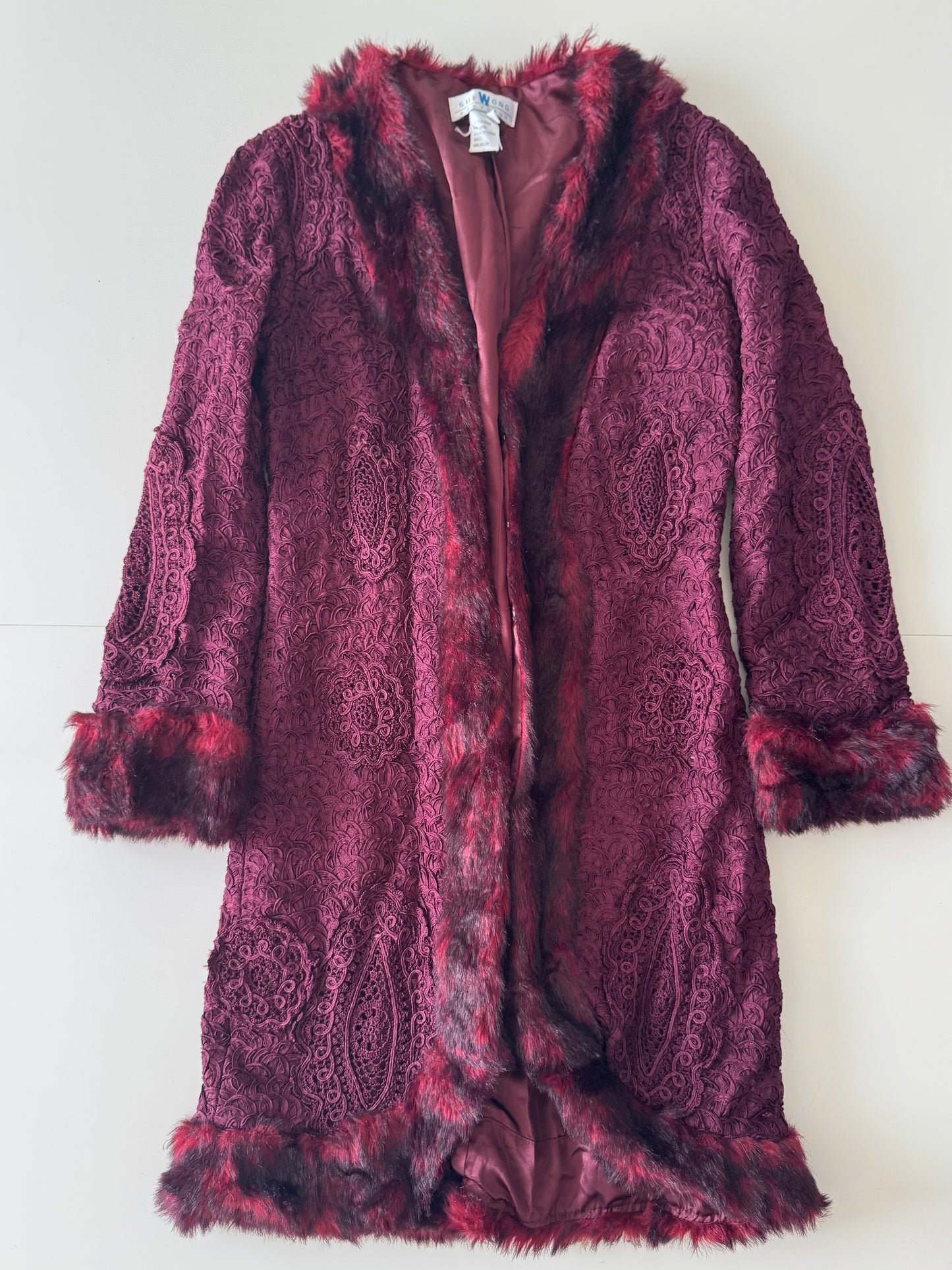 Abrigo largo color vino, Talla 10, Mujer, Sue Wong