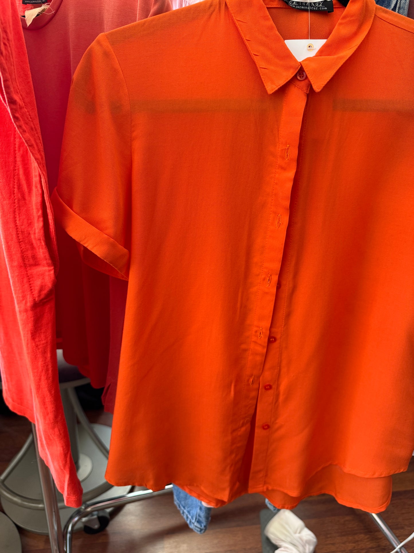 Camisa naranja, Talla L slim, Mujer, Shasa
