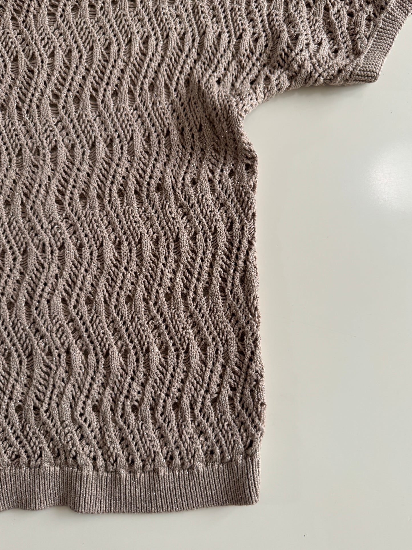 Blusa de punto beige, Talla S, Mujer, Dana Buchman