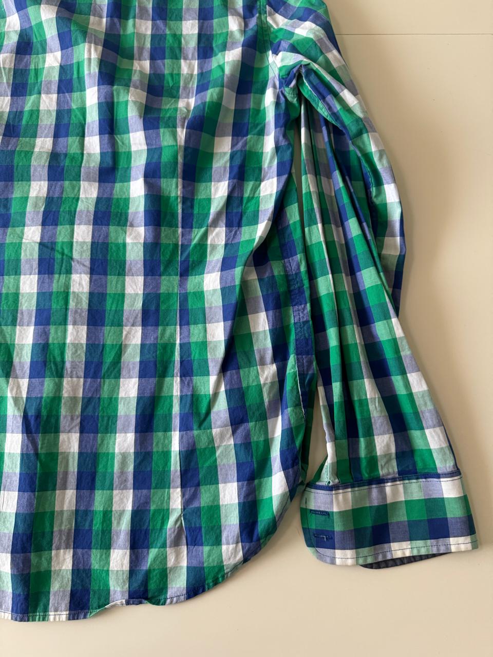 Camisa de cuadros azul y verde, Talla M, Hombre
