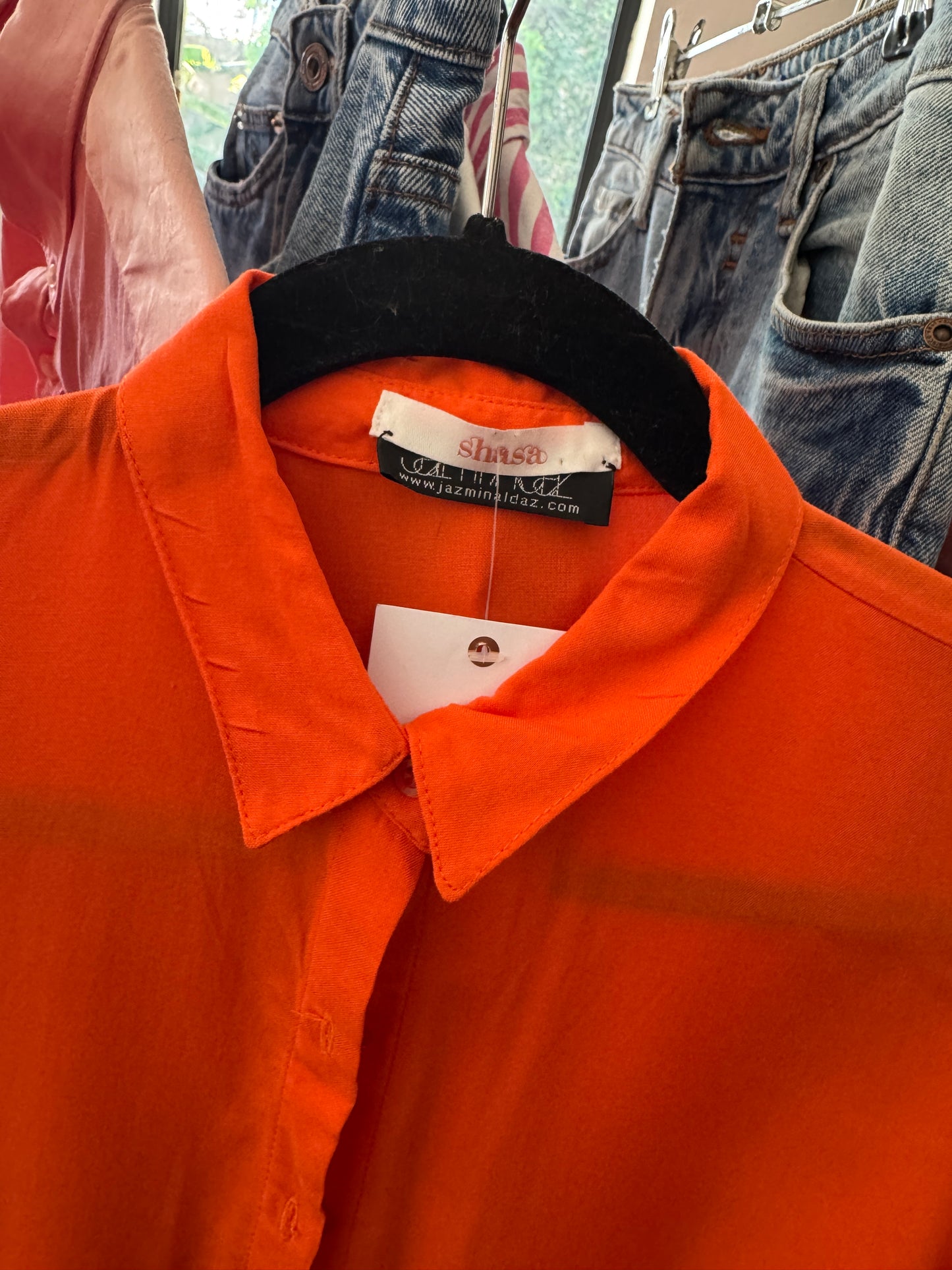 Camisa naranja, Talla L slim, Mujer, Shasa