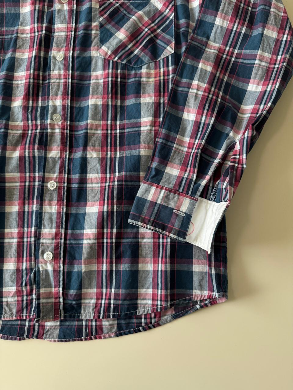Camisa de cuadros azul y rosa, Talla M, Slim Fit, Hombre