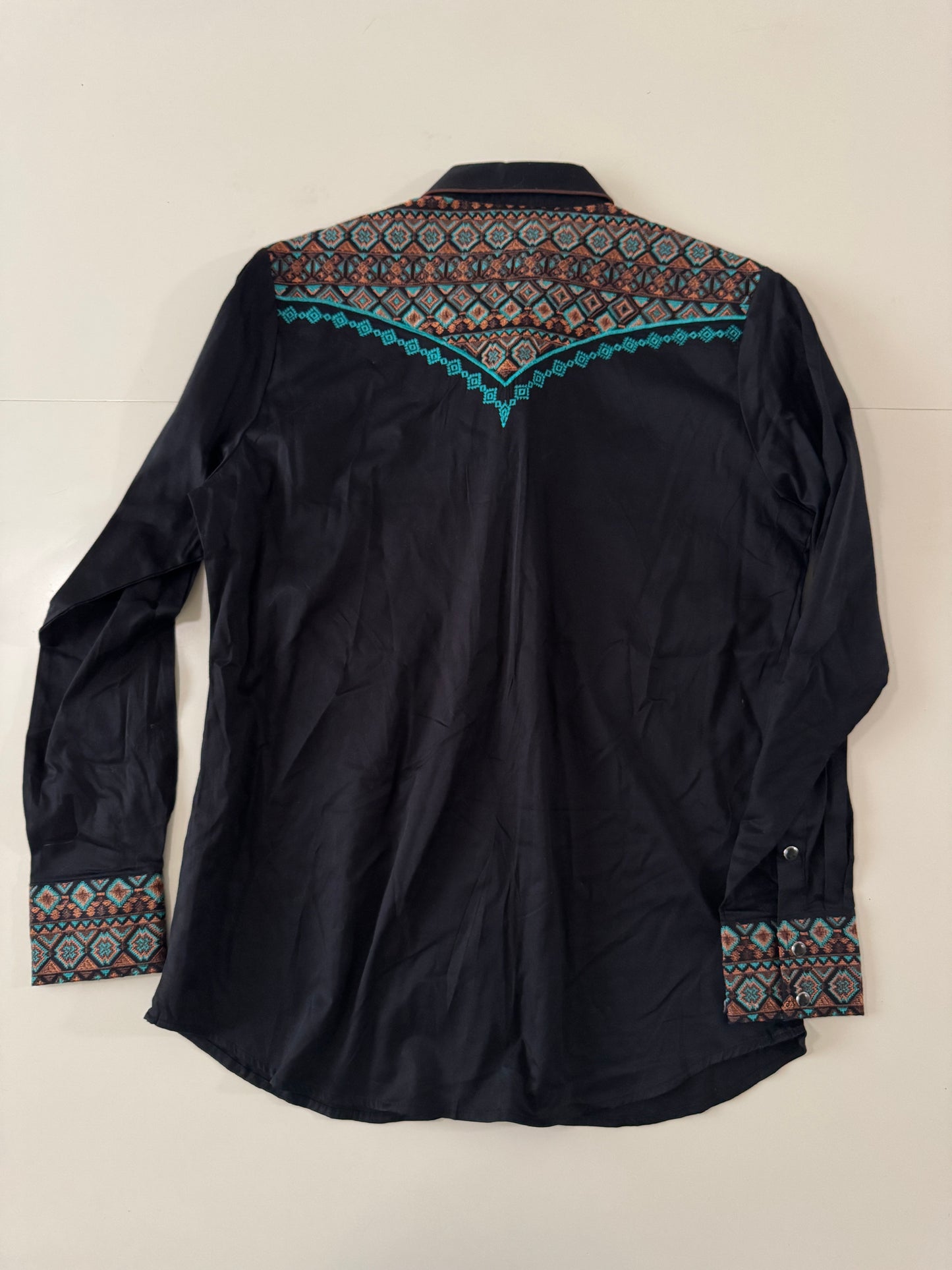 Camisa vaquera bordada negra, Talla L, Hombre, Platini