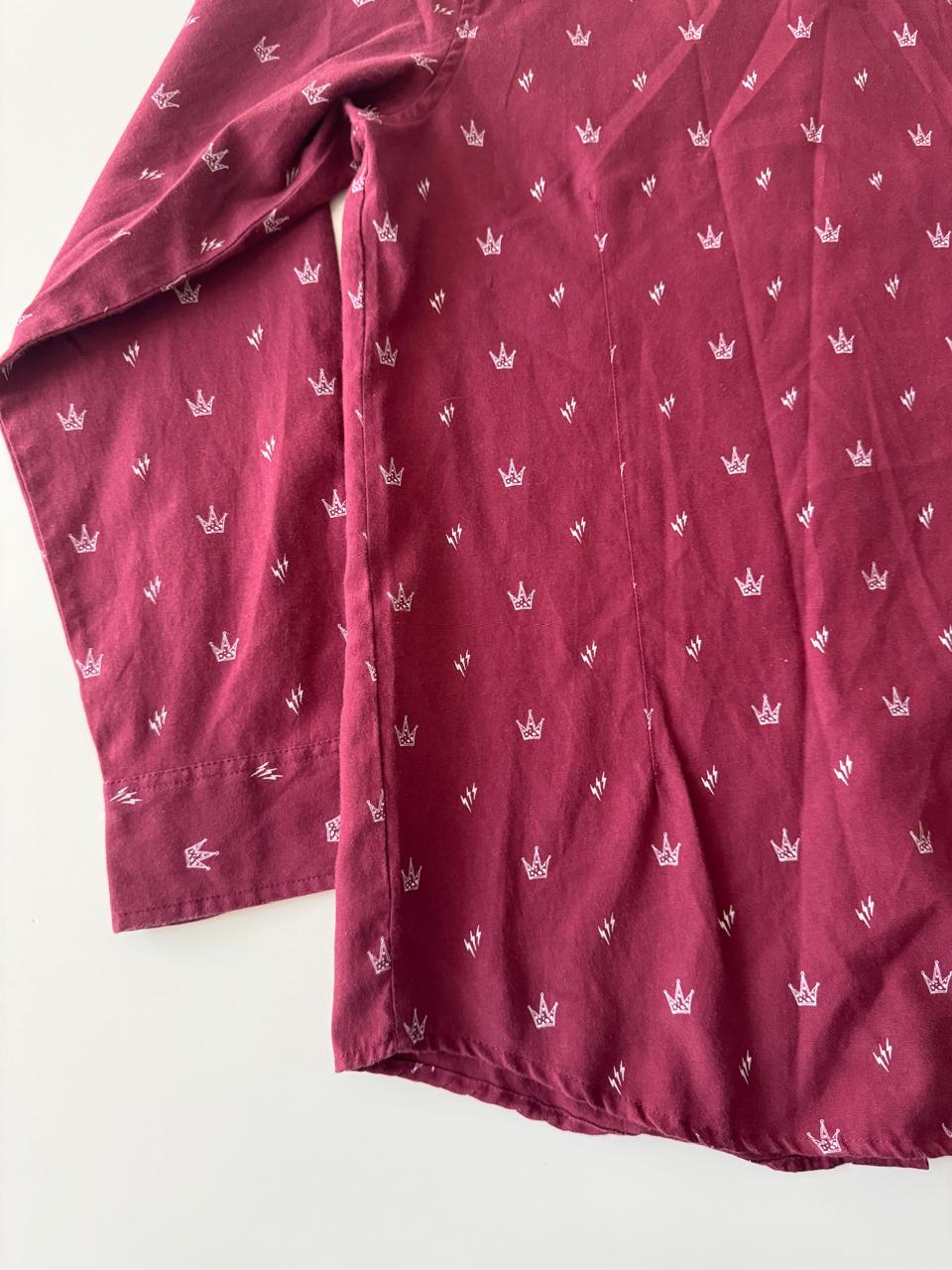 Camisa guinda estampada, Talla XL, Hombre