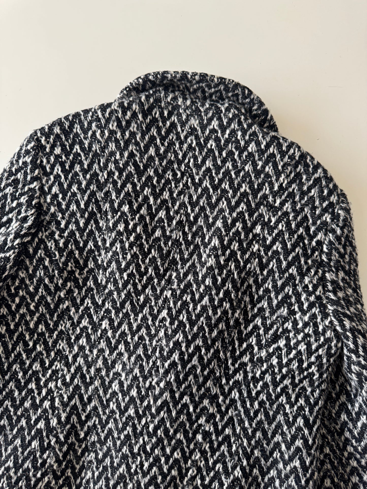 Abrigo de tweed negro con blanco, Talla 10, Mujer, Kenneth Cole