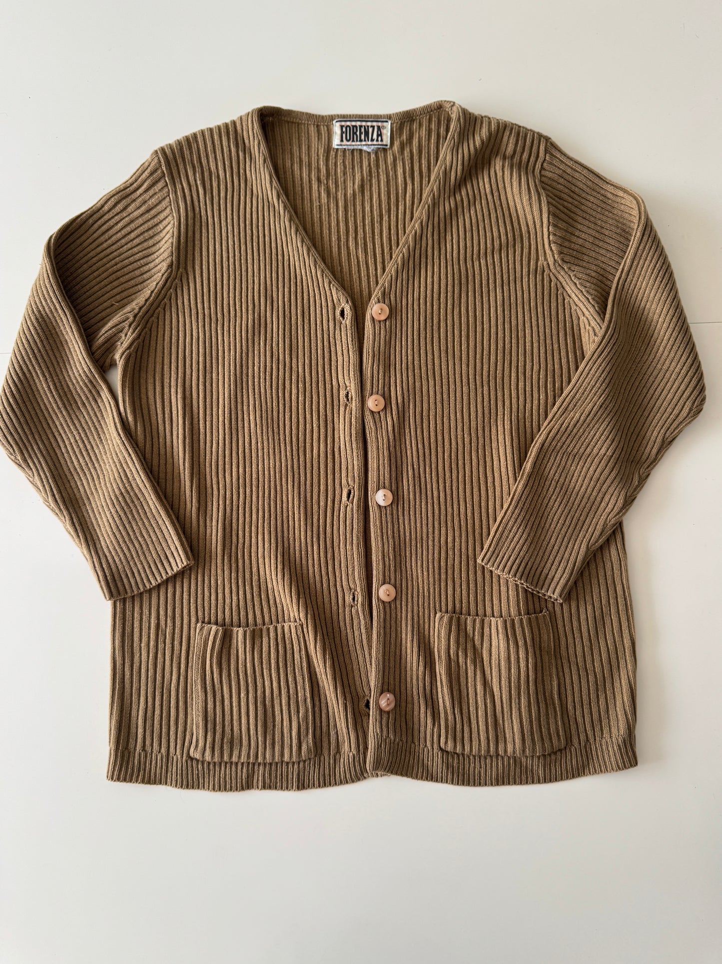 Cardigan de botones cafe, Talla L, Mujer, Forenza