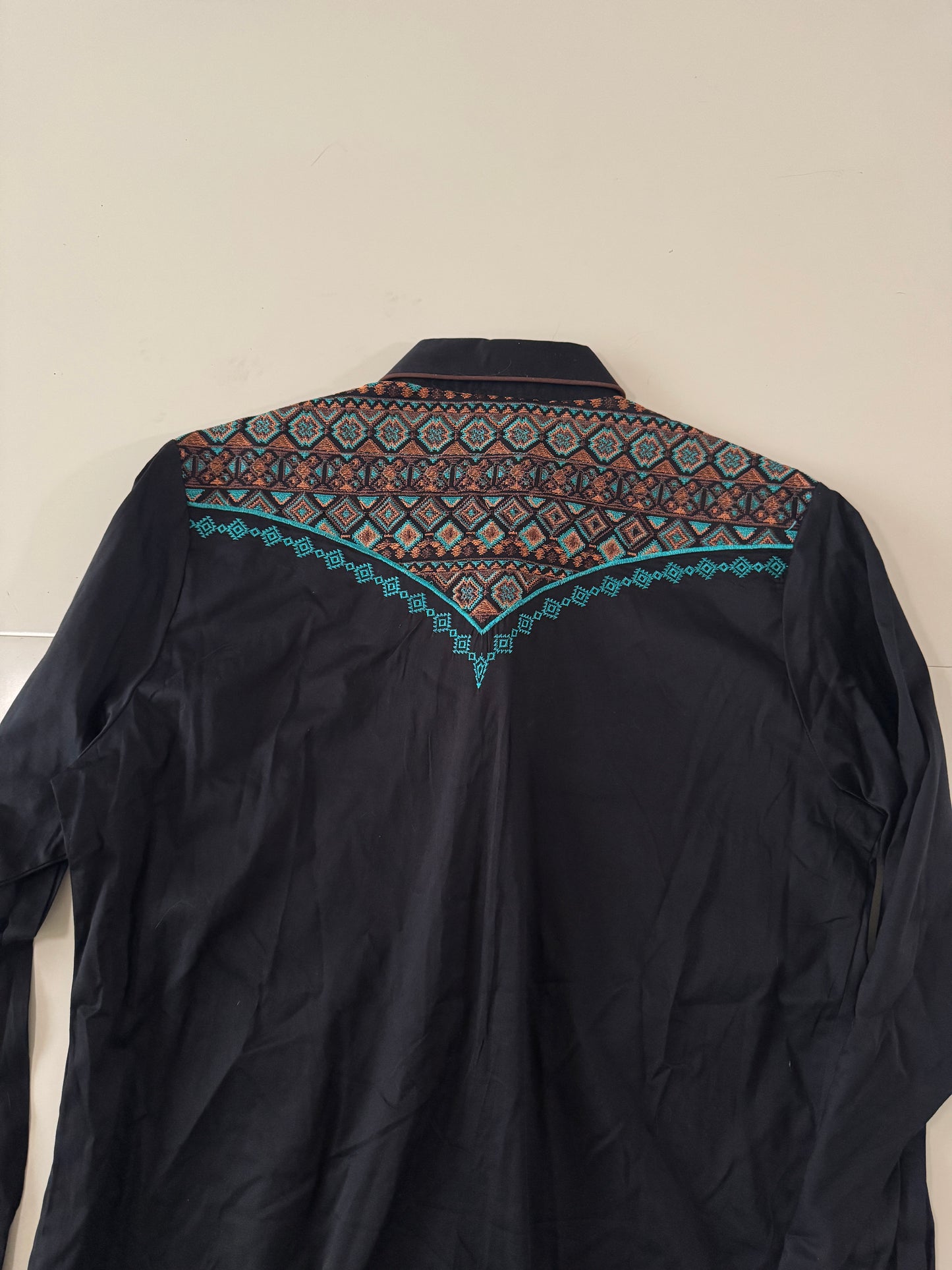 Camisa vaquera bordada negra, Talla L, Hombre, Platini