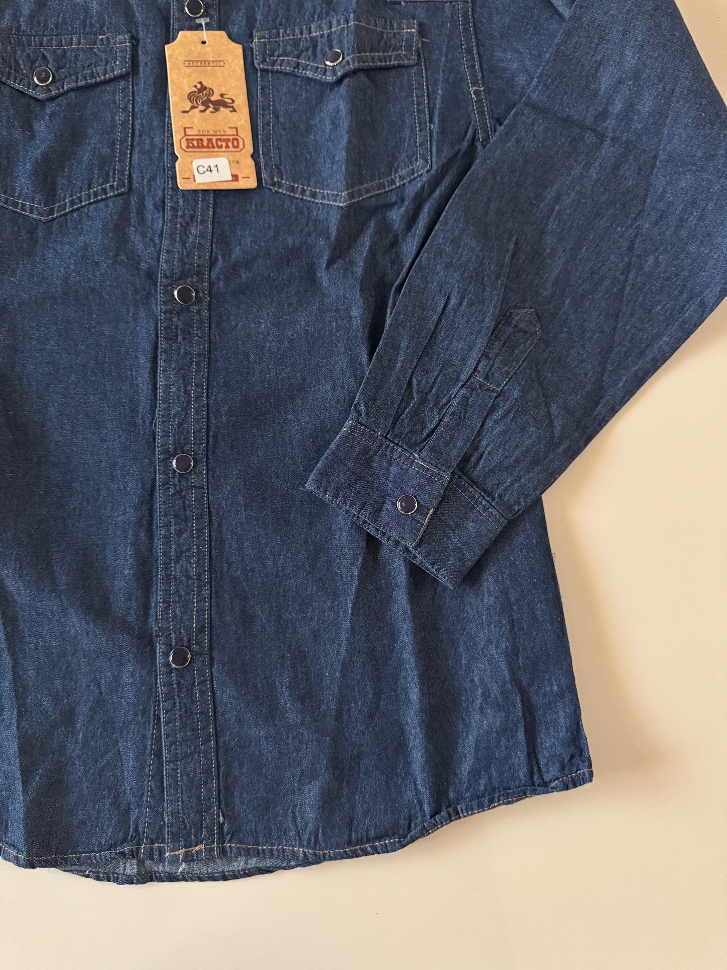 Camisa vaquera de mezclilla azul, Talla 16 años, Kracto