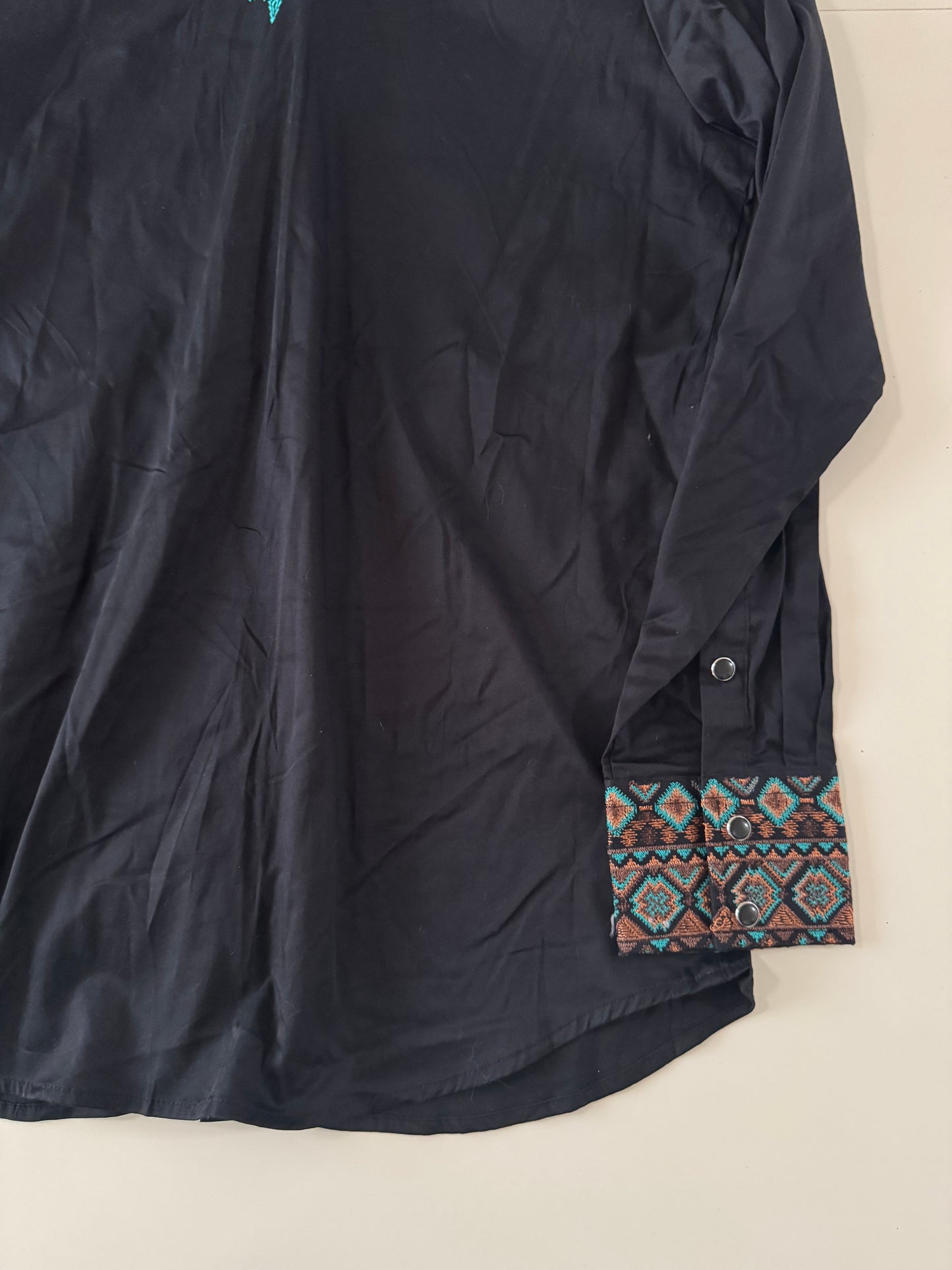 Camisa vaquera bordada negra, Talla L, Hombre, Platini