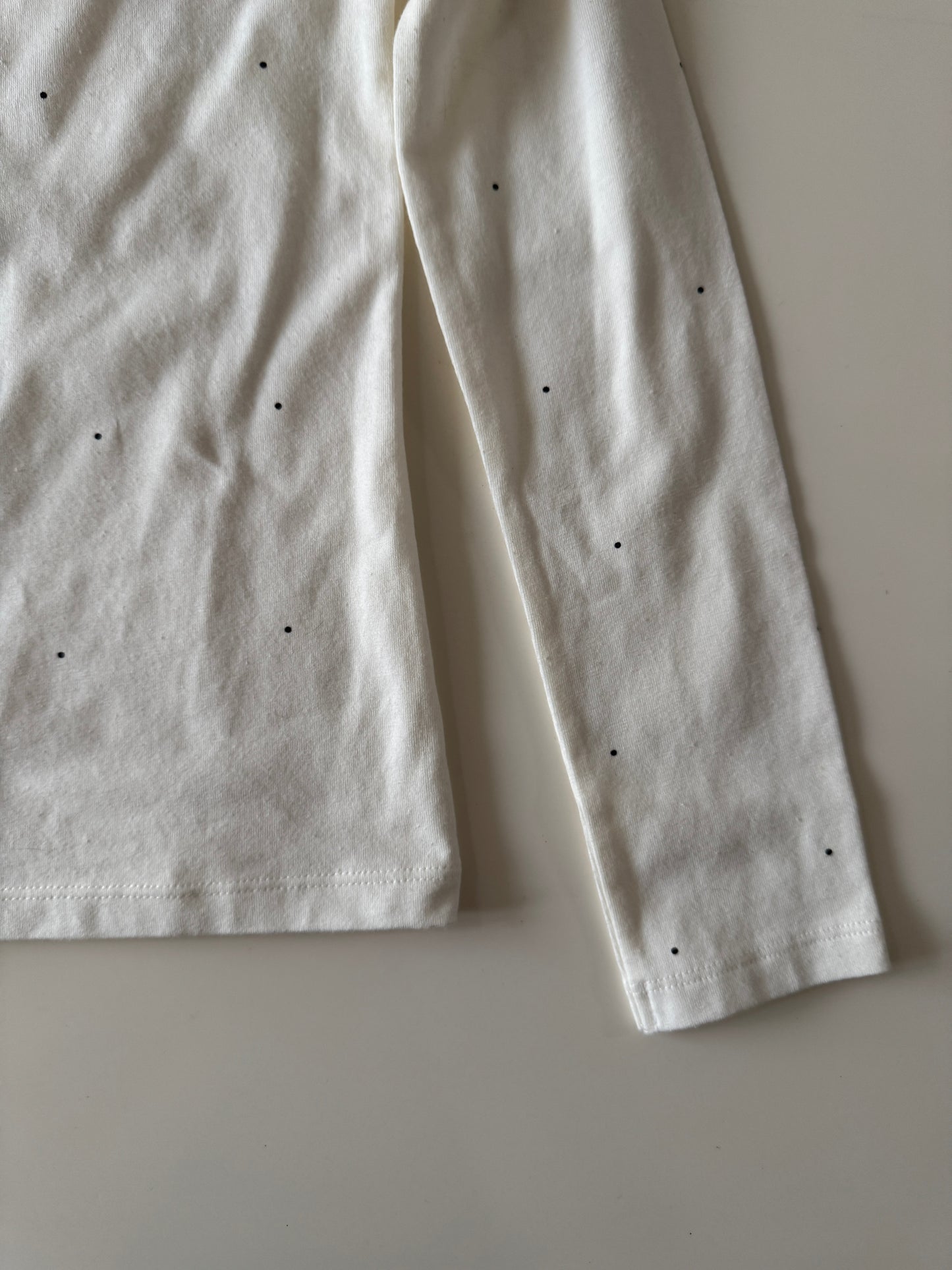 Playera manga larga blanca con lunares, Talla 8 a 10 años, Niña, H&M