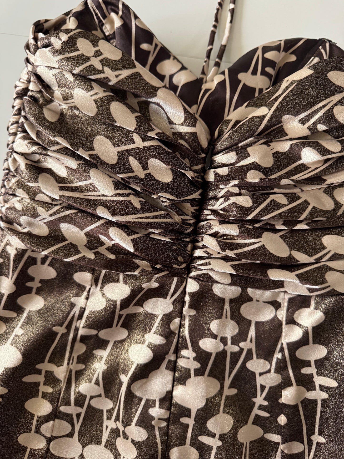 Vestido de fiesta estampado color bronce, Talla 4, S, Mujer, Barbara's