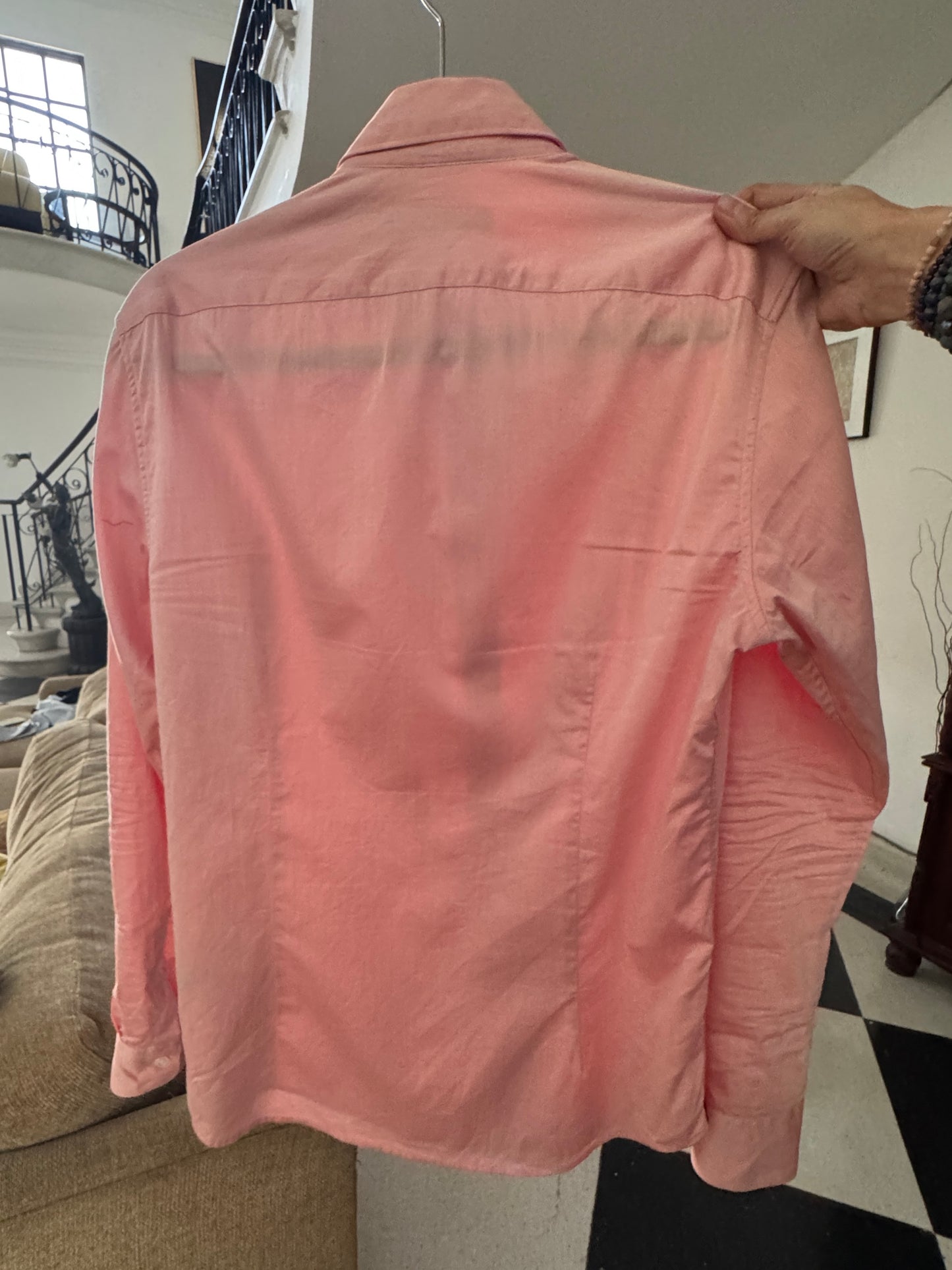 Camisa salmón con puños naranjas, Talla S, Hombre, Kenneth Cole