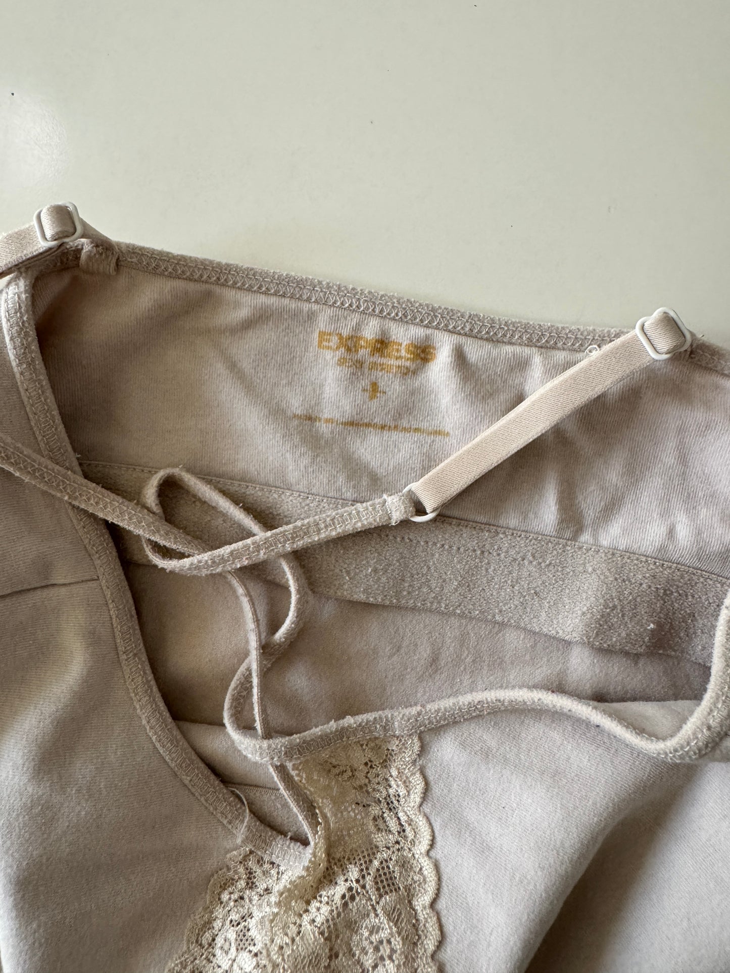 Blusa de tirantes beige, Talla M, Mujer, Express