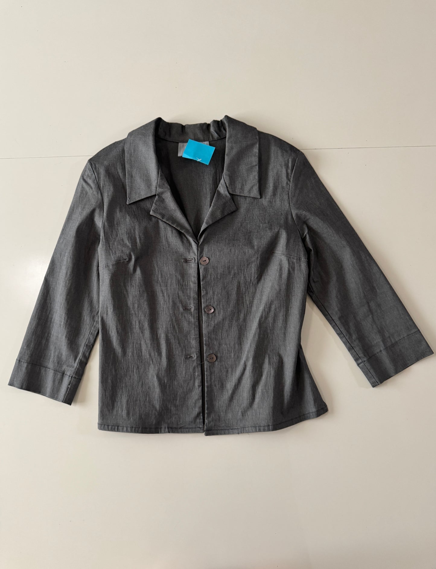 Blazer/blusa gris satinado, Talla S, Mujer, LOB
