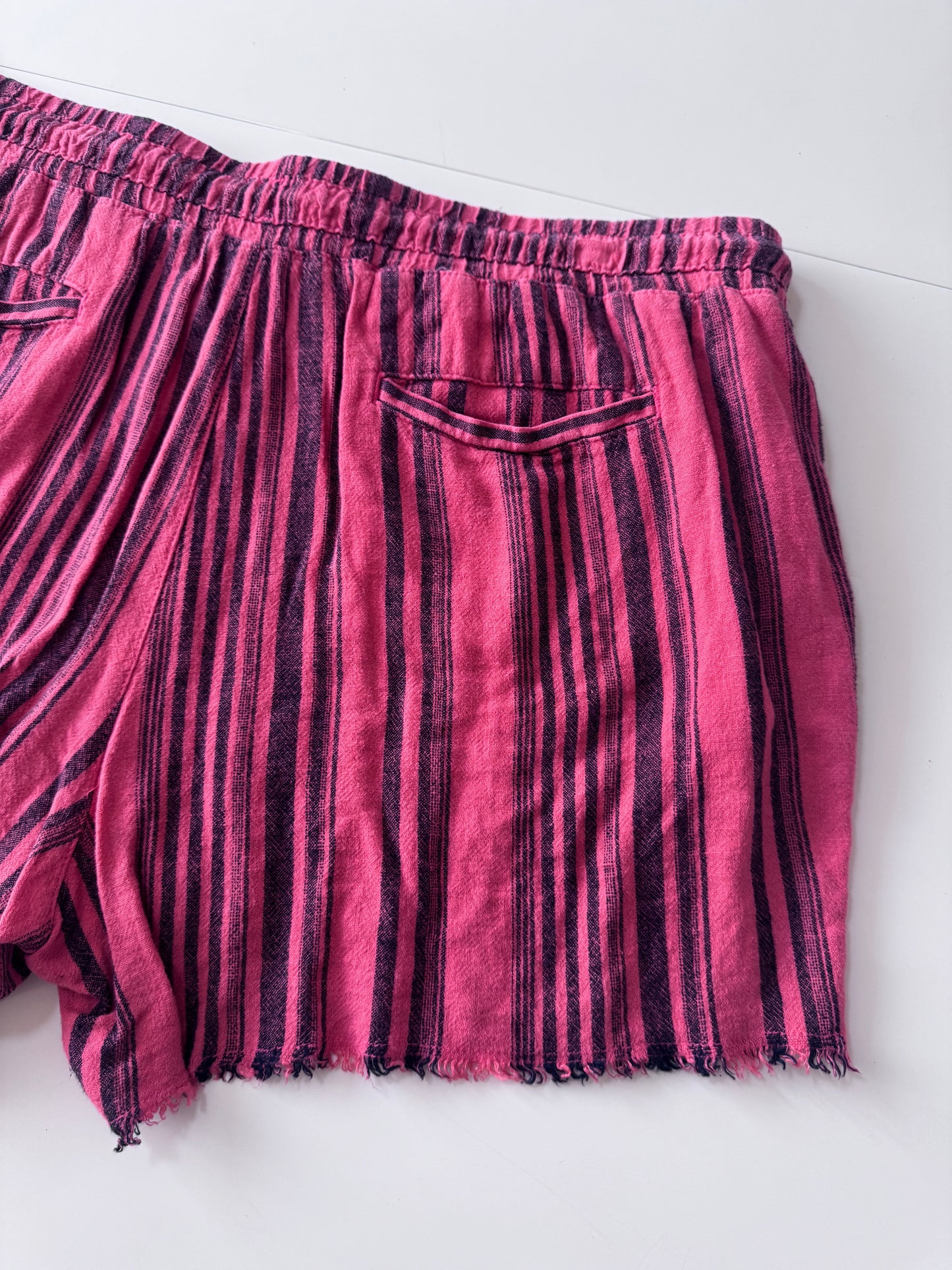 Shorts de lino de rayas, Talla XXL, 2XL, Mujer, Time and Tru