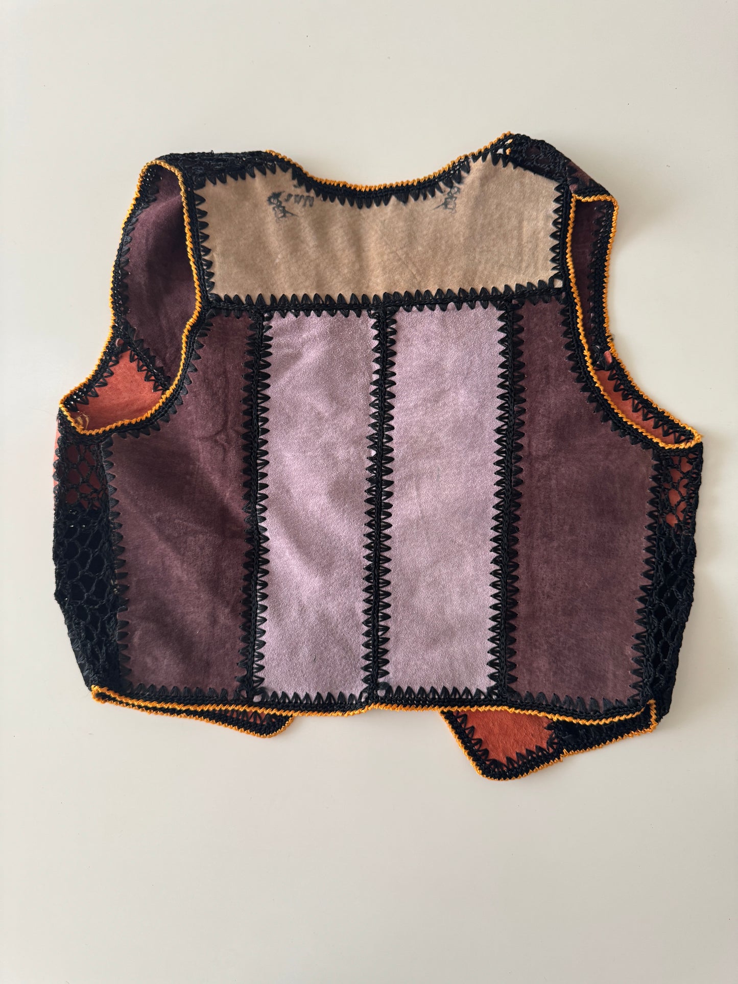 Chaleco de piel patchwork, Talla XS, Mujer, Fonky