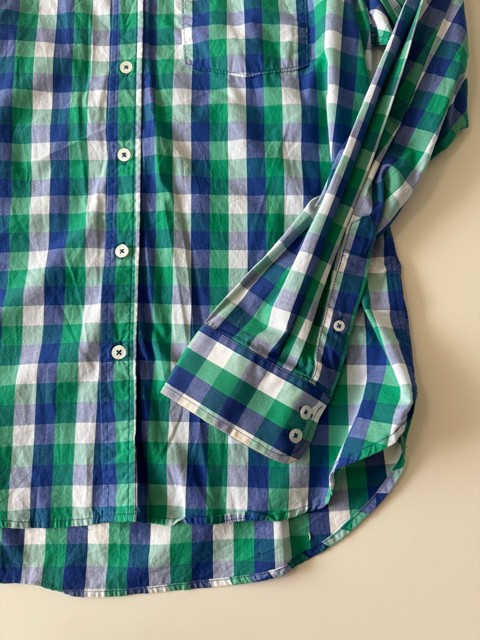 Camisa de cuadros azul y verde, Talla M, Hombre