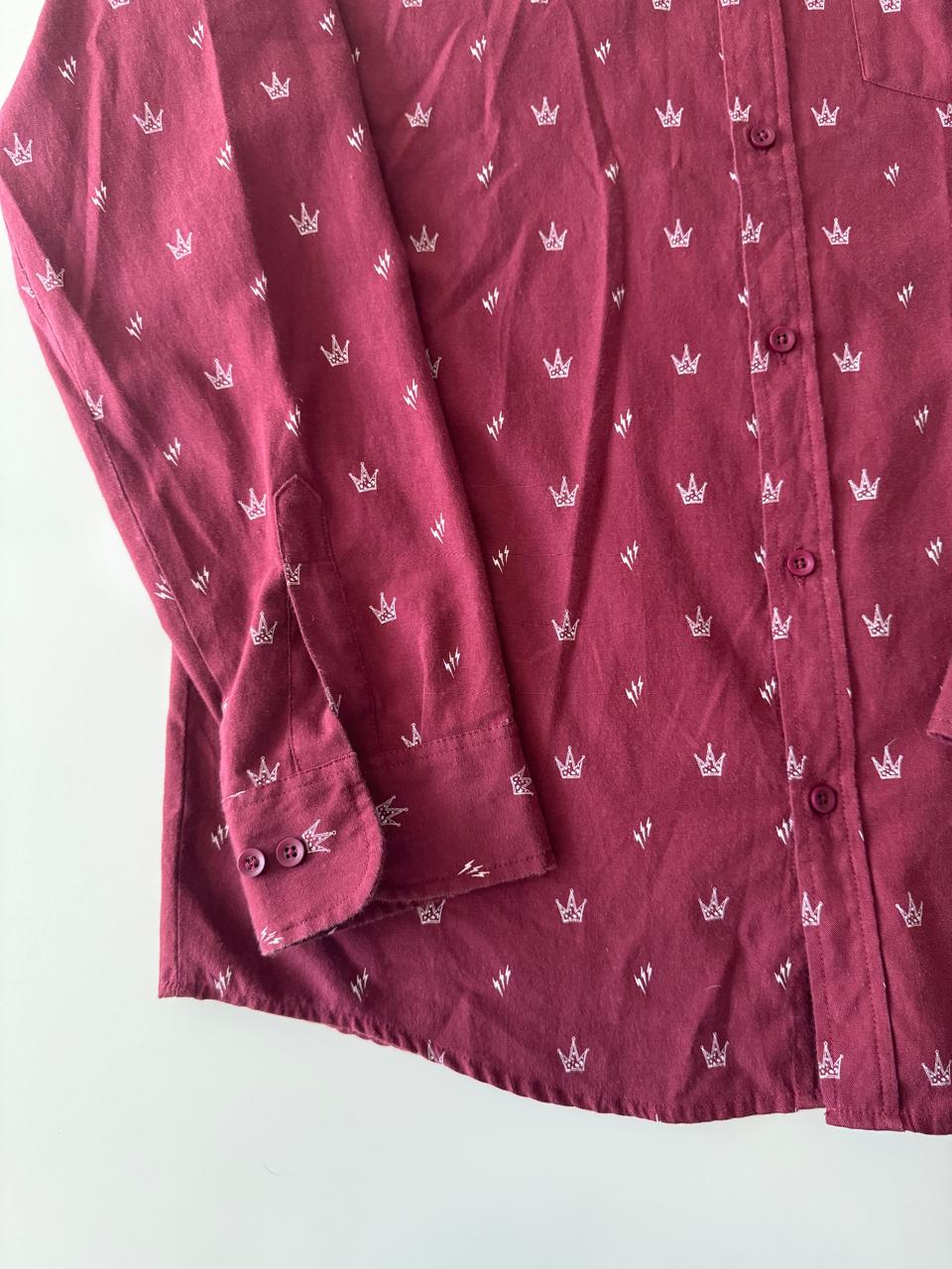 Camisa guinda estampada, Talla XL, Hombre