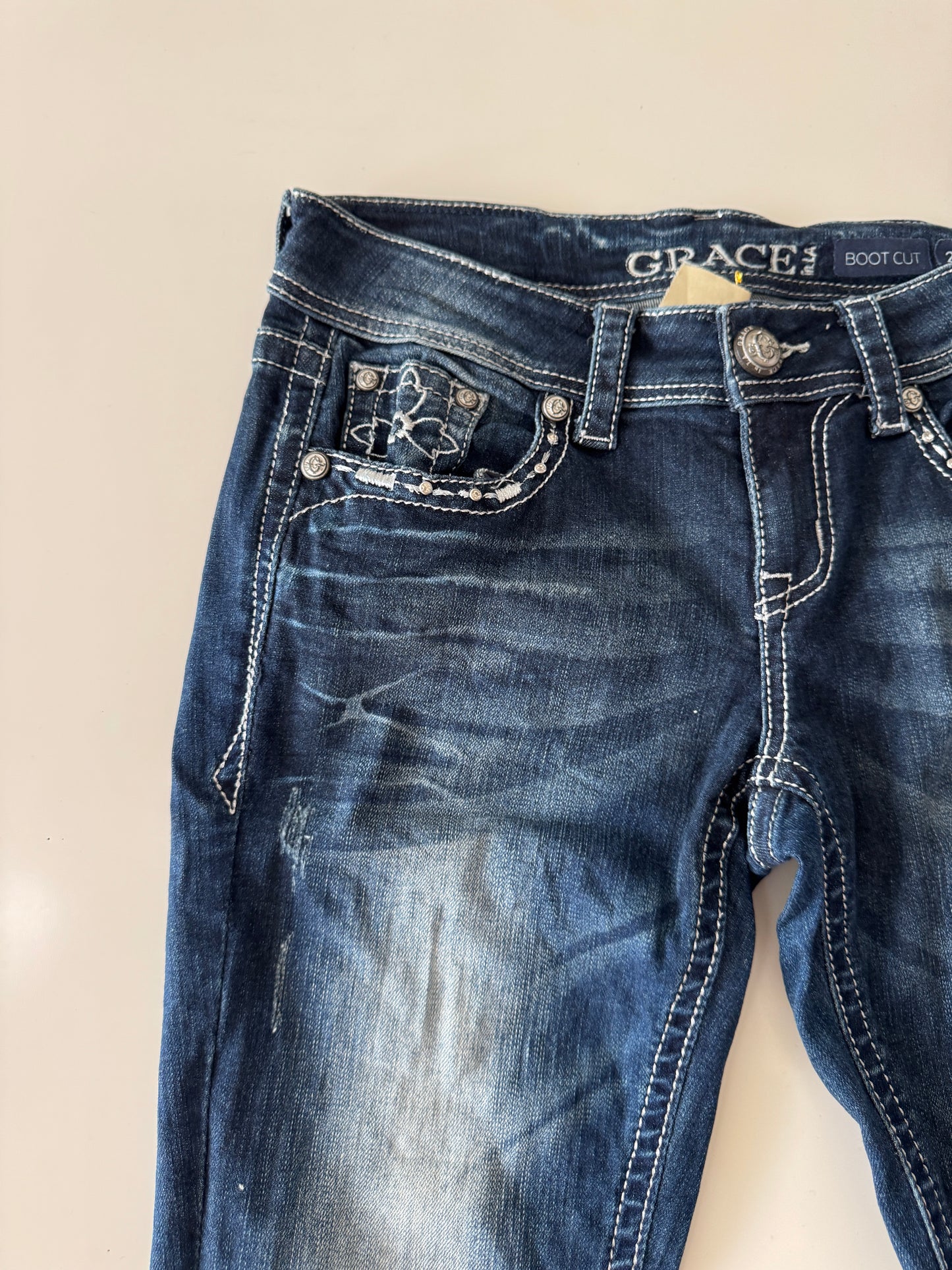 Jeans vaqueros deslavados, Talla 27, Mujer, Grace