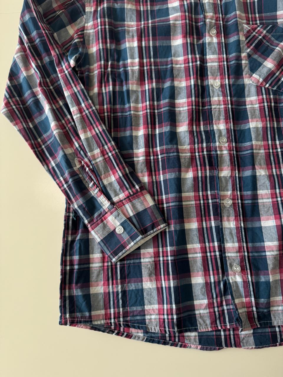 Camisa de cuadros azul y rosa, Talla M, Slim Fit, Hombre