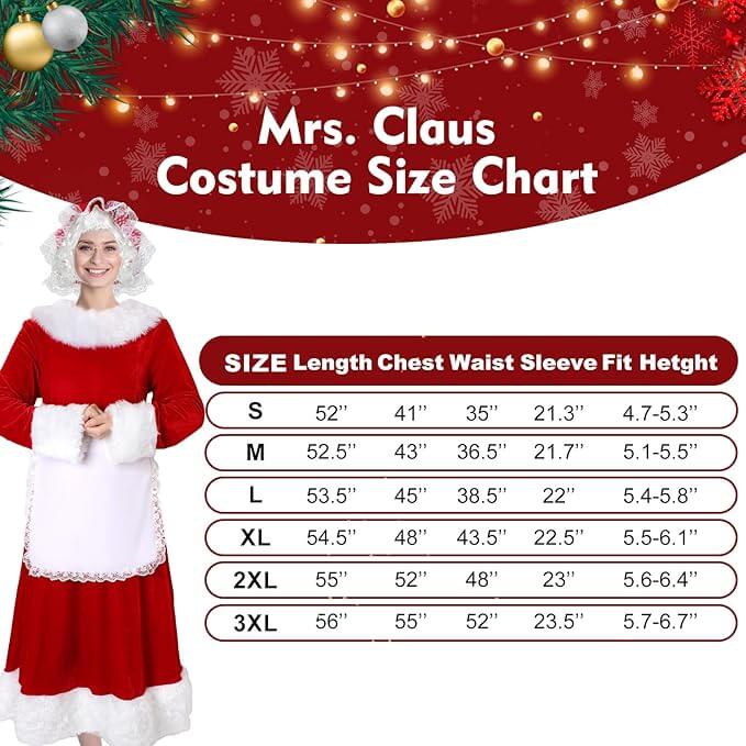 Traje Mama Claus, 5 piezas, Talla XL, Mujer