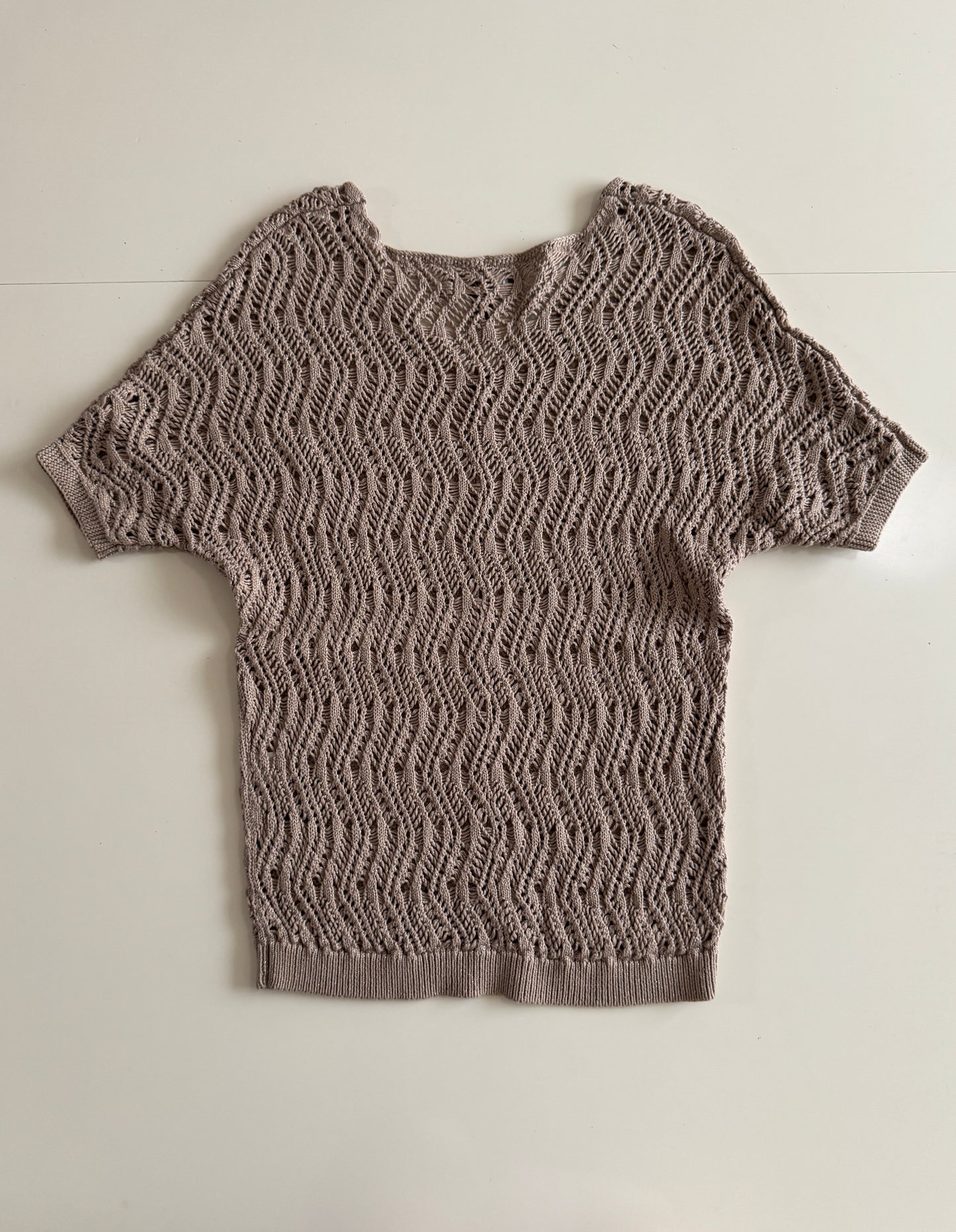 Blusa de punto beige, Talla S, Mujer, Dana Buchman