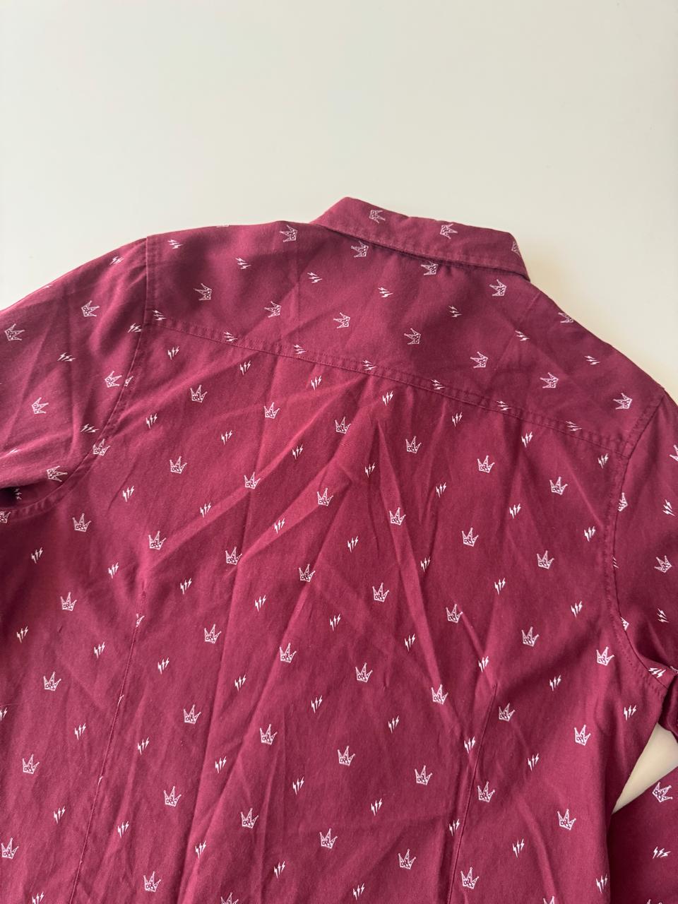 Camisa guinda estampada, Talla XL, Hombre