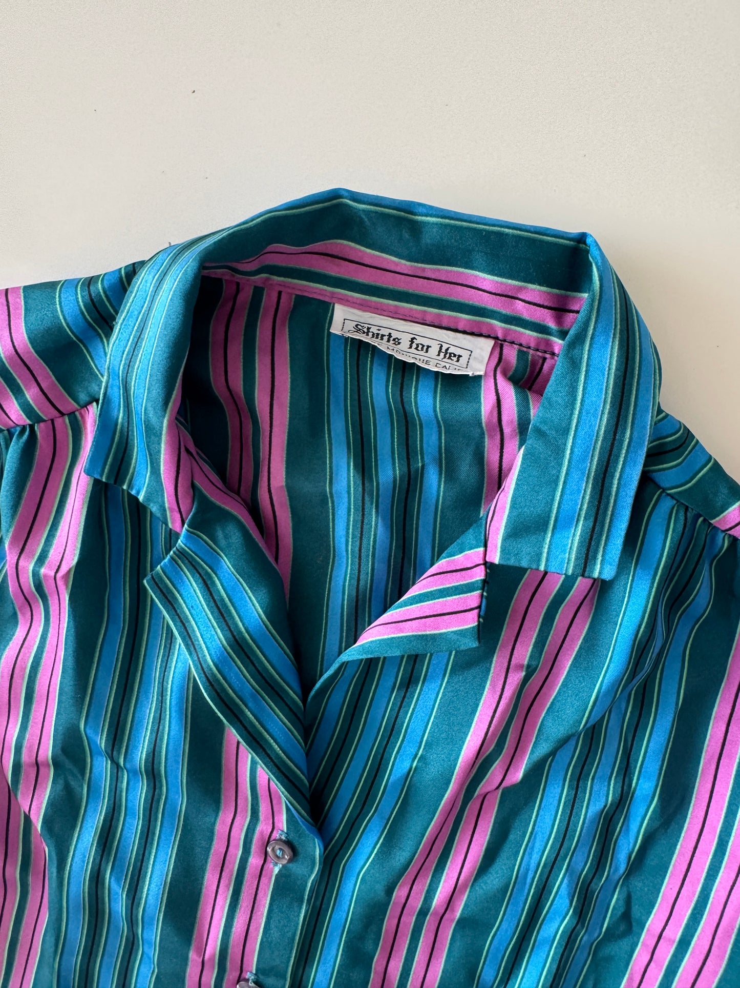 Camisa de rayas turquesa, Talla S, Mujer, Shirts for Her
