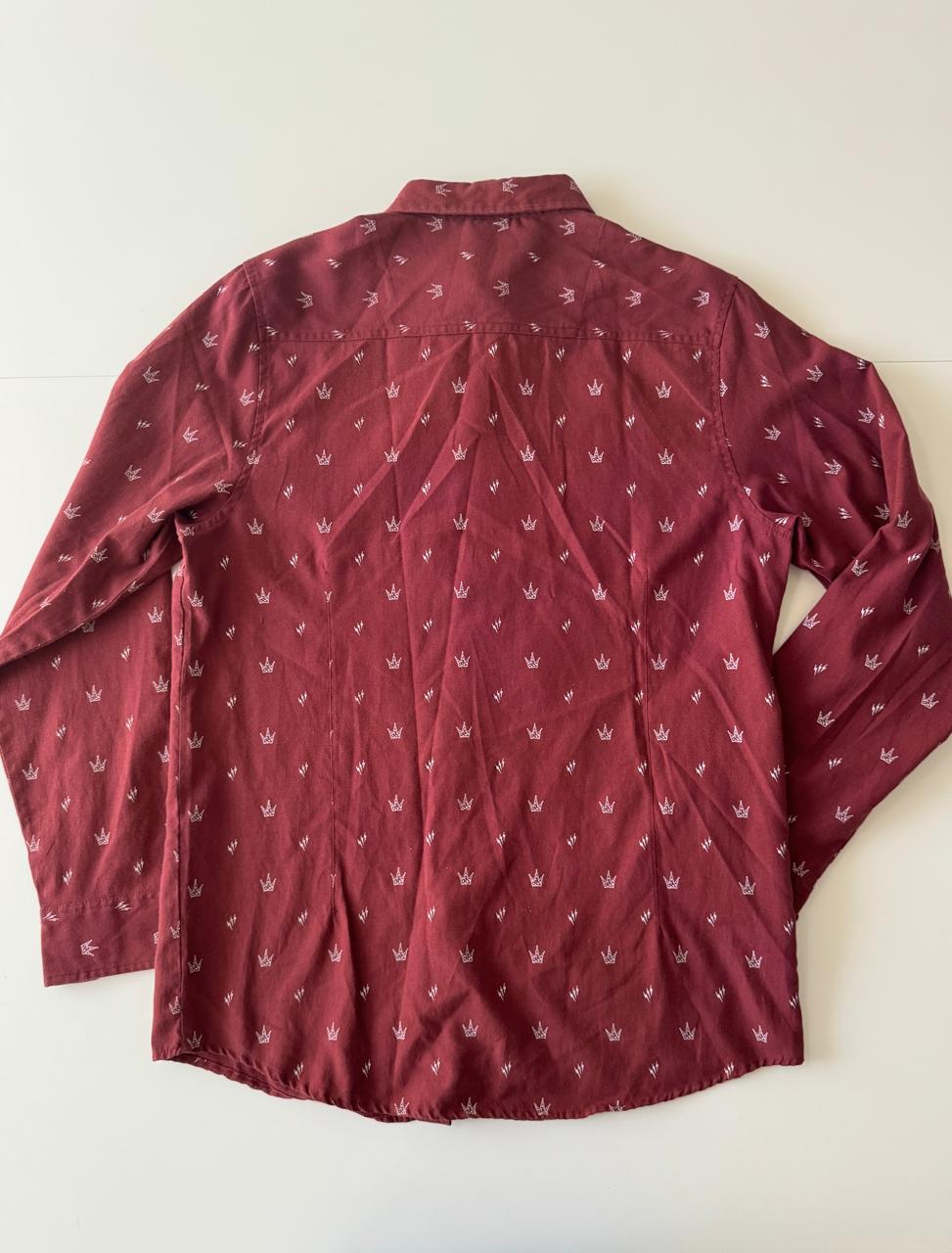 Camisa guinda estampada, Talla XL, Hombre
