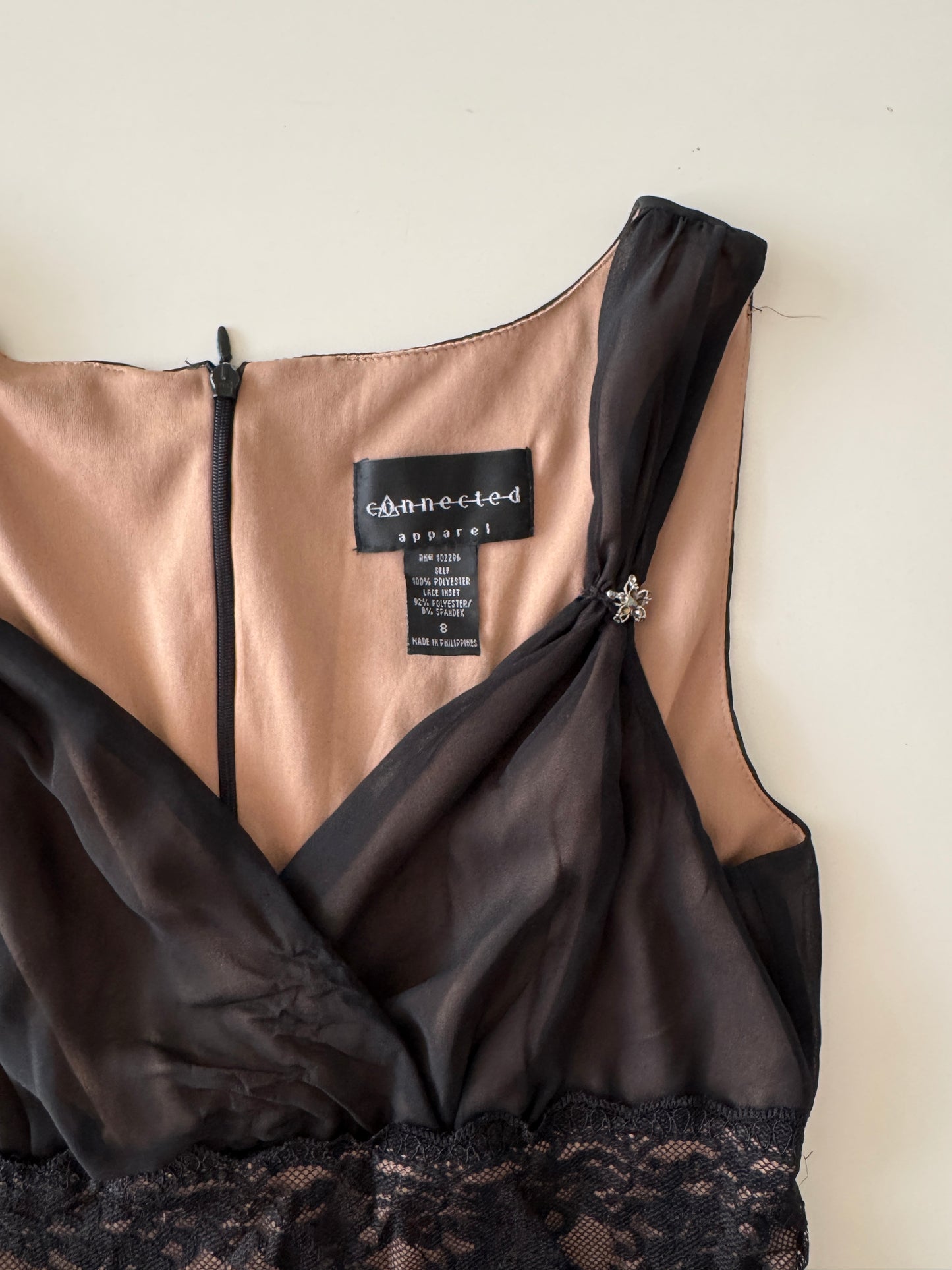 Vestido de fiesta negro, Talla 8, Mujer, Connected Apparel