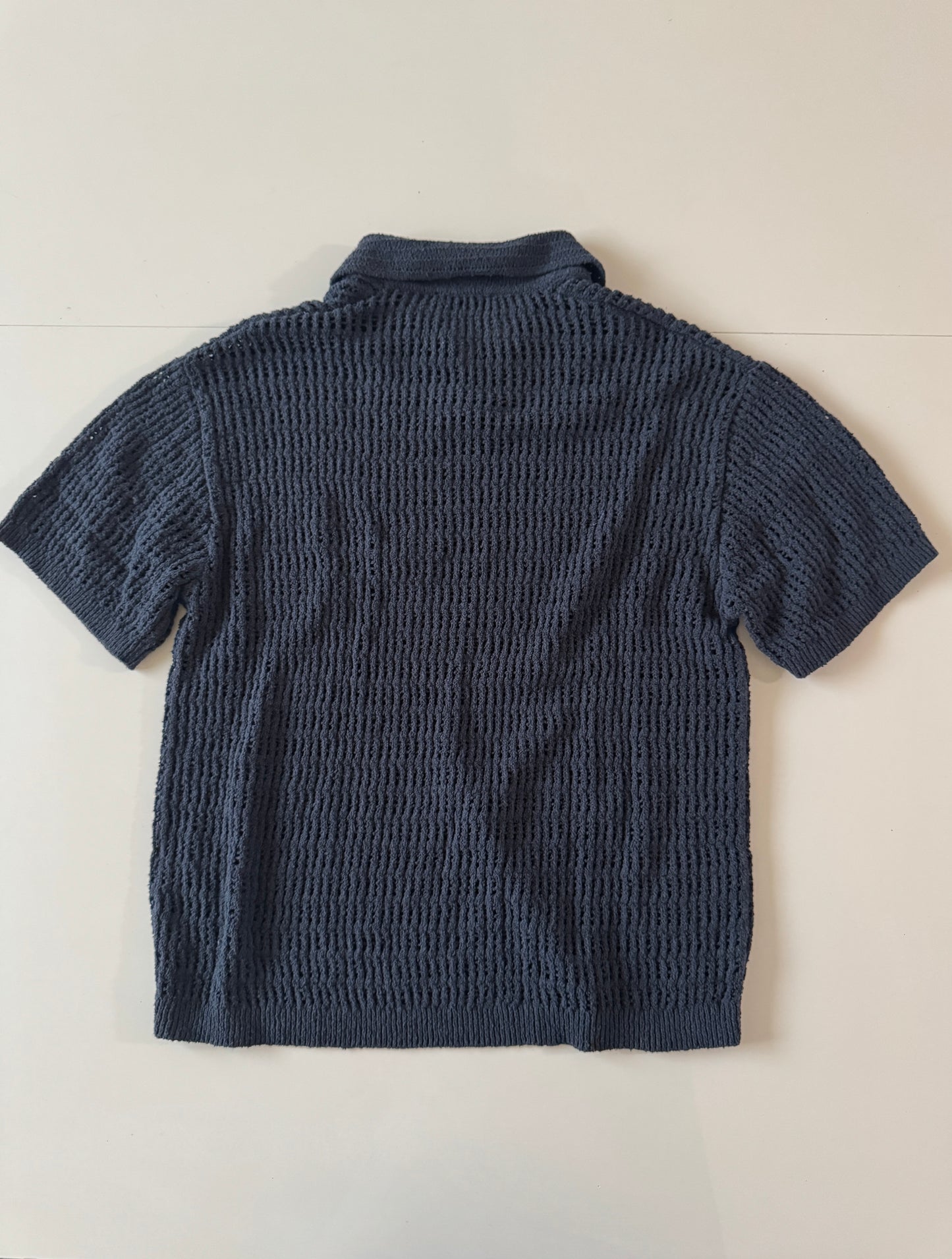 Polo de crochet azul marino, Talla M, Hombre, Zara