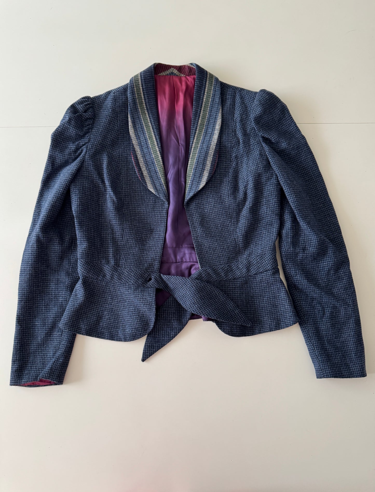 Blazer de lana azul, Talla Xs (9) vintage, Mujer