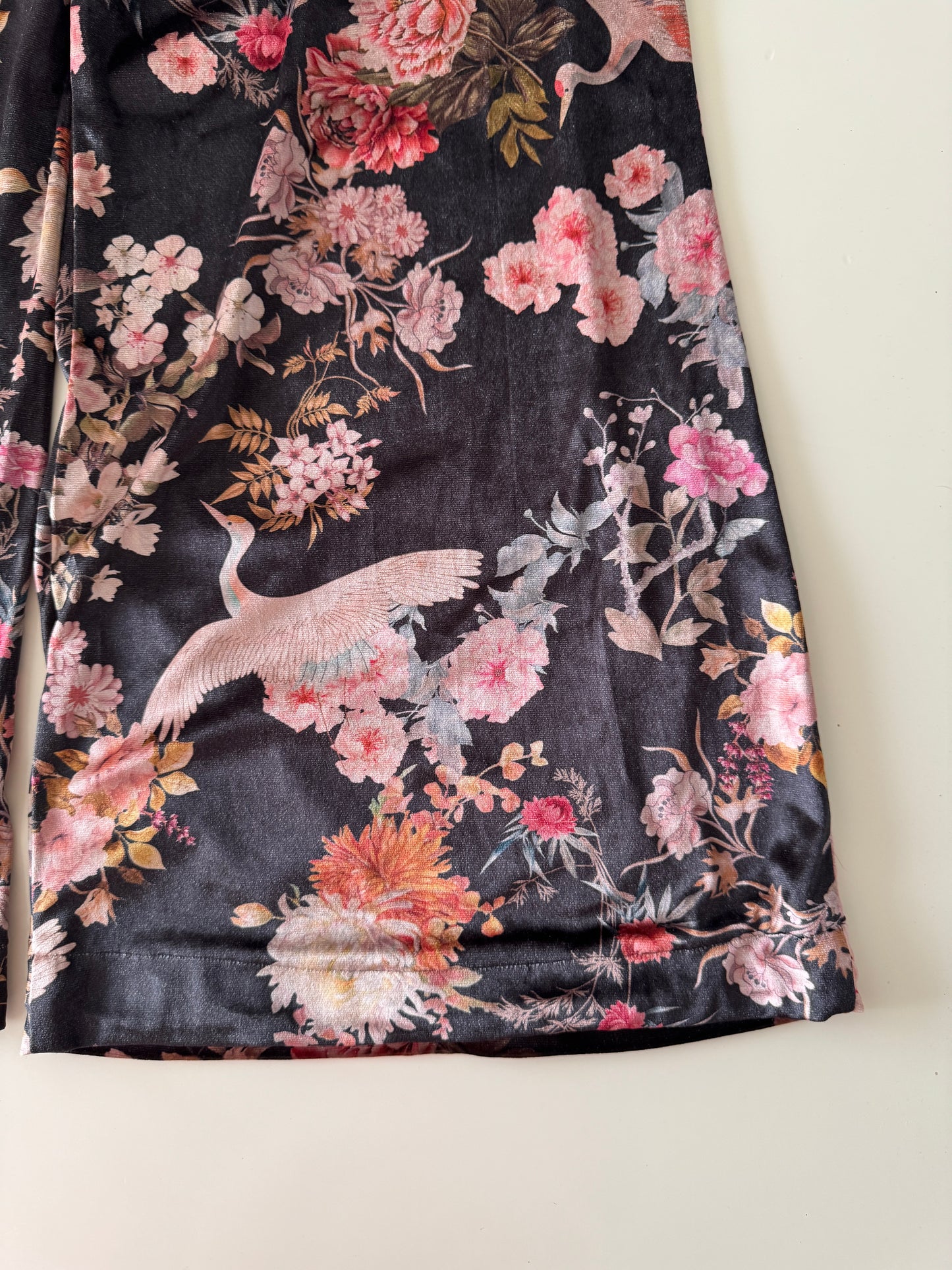 Pantalones de flores de terciopelo, Talla M, Mujer, Zara