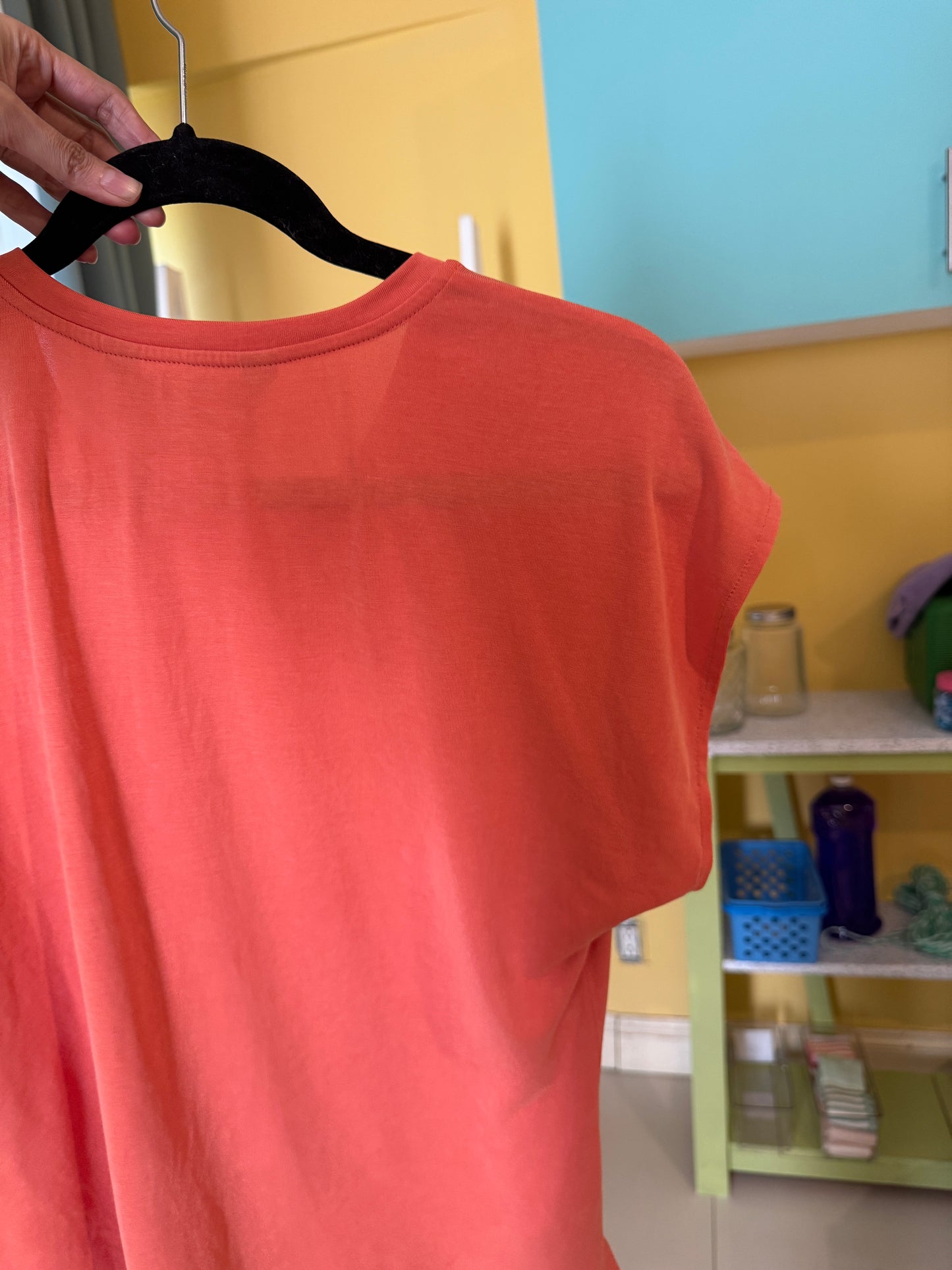 Playera naranja, efecto satinado, talla 1, S, Mujer