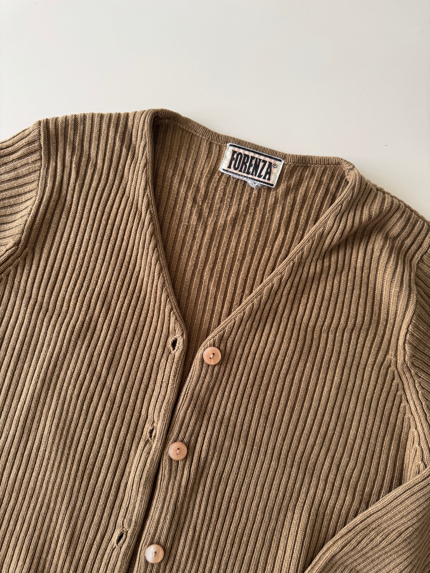 Cardigan de botones cafe, Talla L, Mujer, Forenza