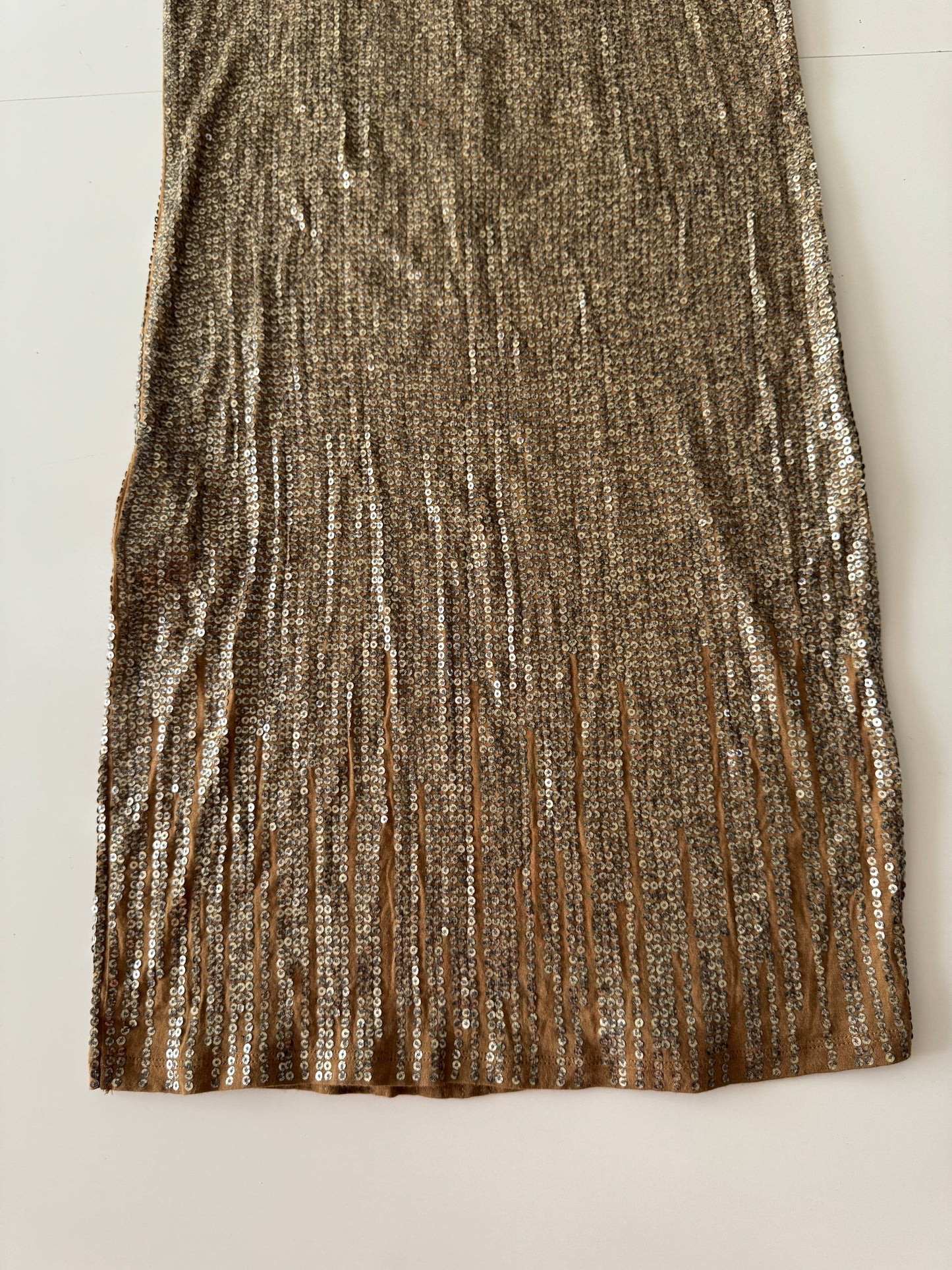 Vestido dorado con cadenas y lentejuelas, Talla XS, Mujer, Michael Kors
