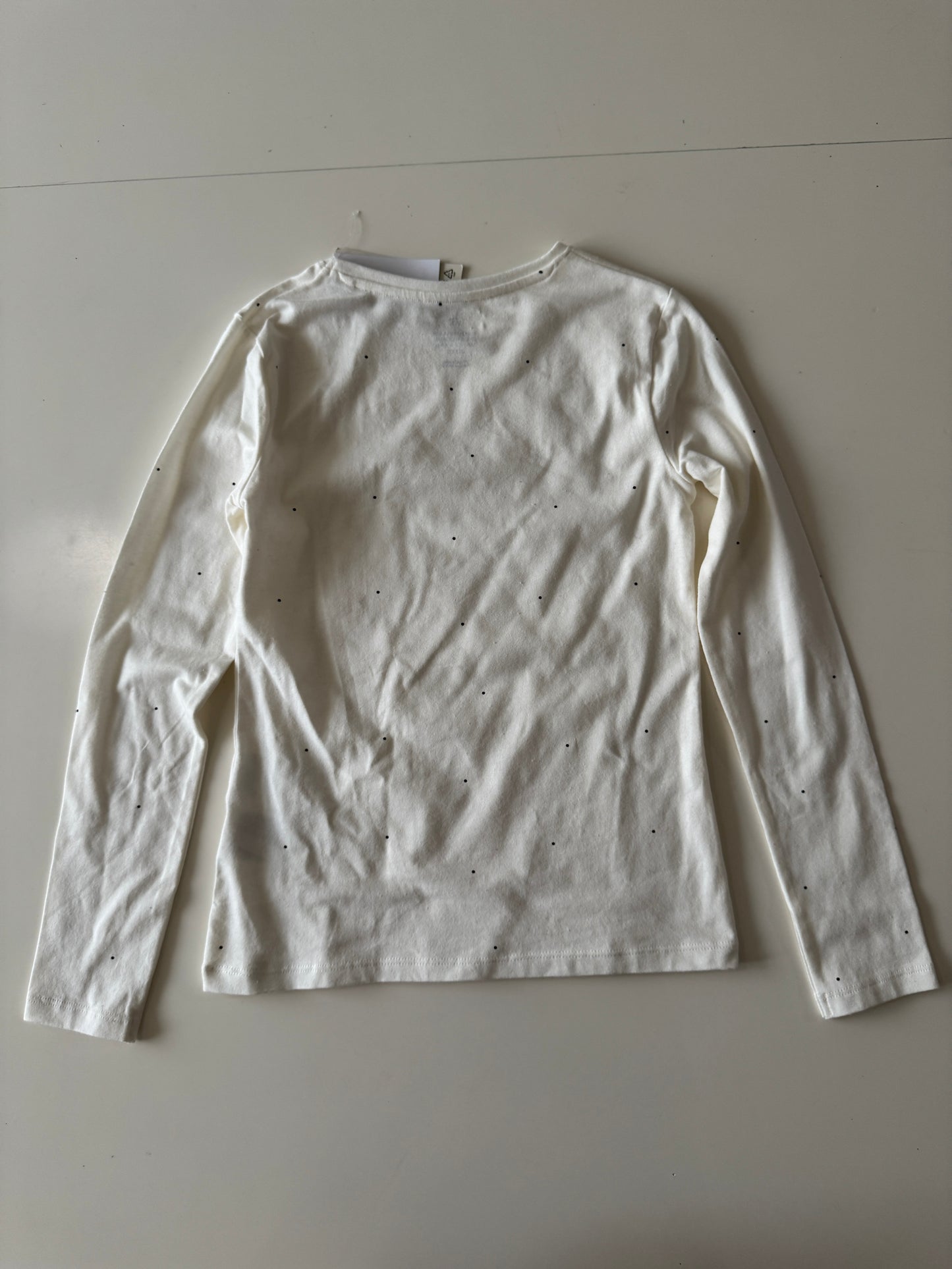 Playera manga larga blanca con lunares, Talla 8 a 10 años, Niña, H&M