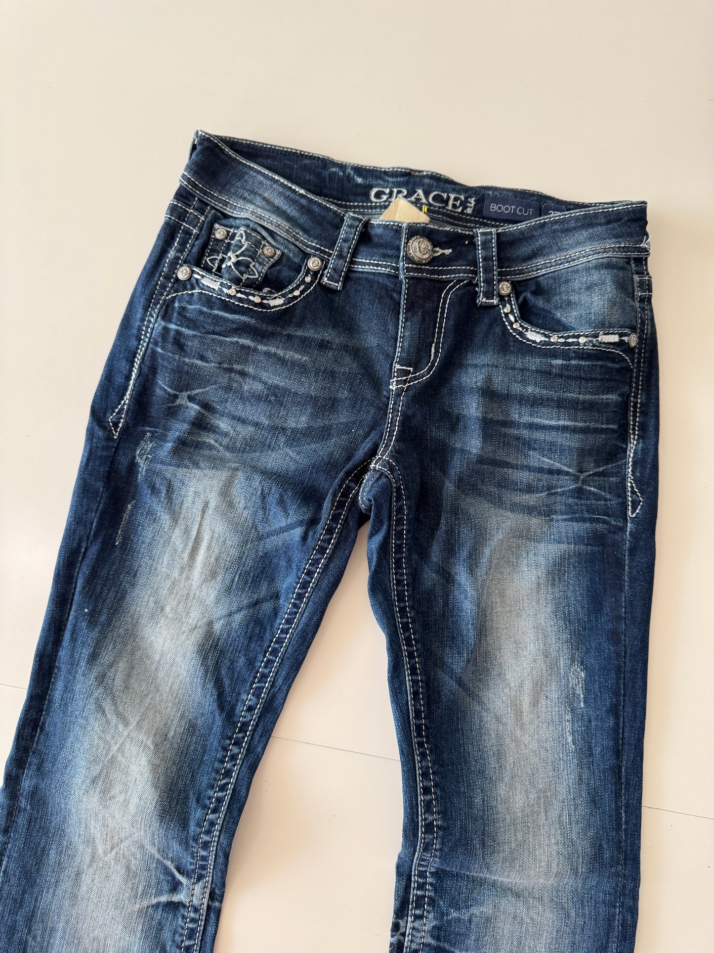 Jeans vaqueros deslavados, Talla 27, Mujer, Grace