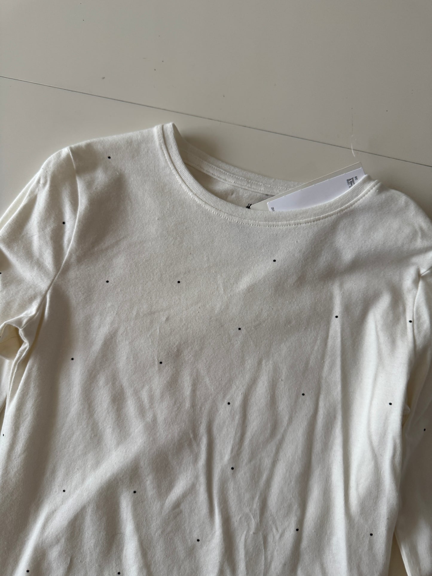 Playera manga larga blanca con lunares, Talla 8 a 10 años, Niña, H&M