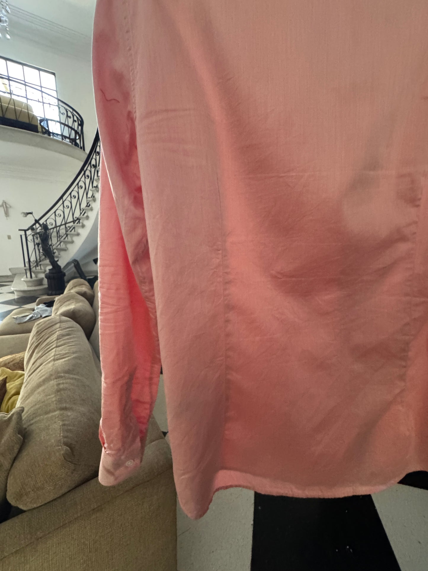 Camisa salmón con puños naranjas, Talla S, Hombre, Kenneth Cole