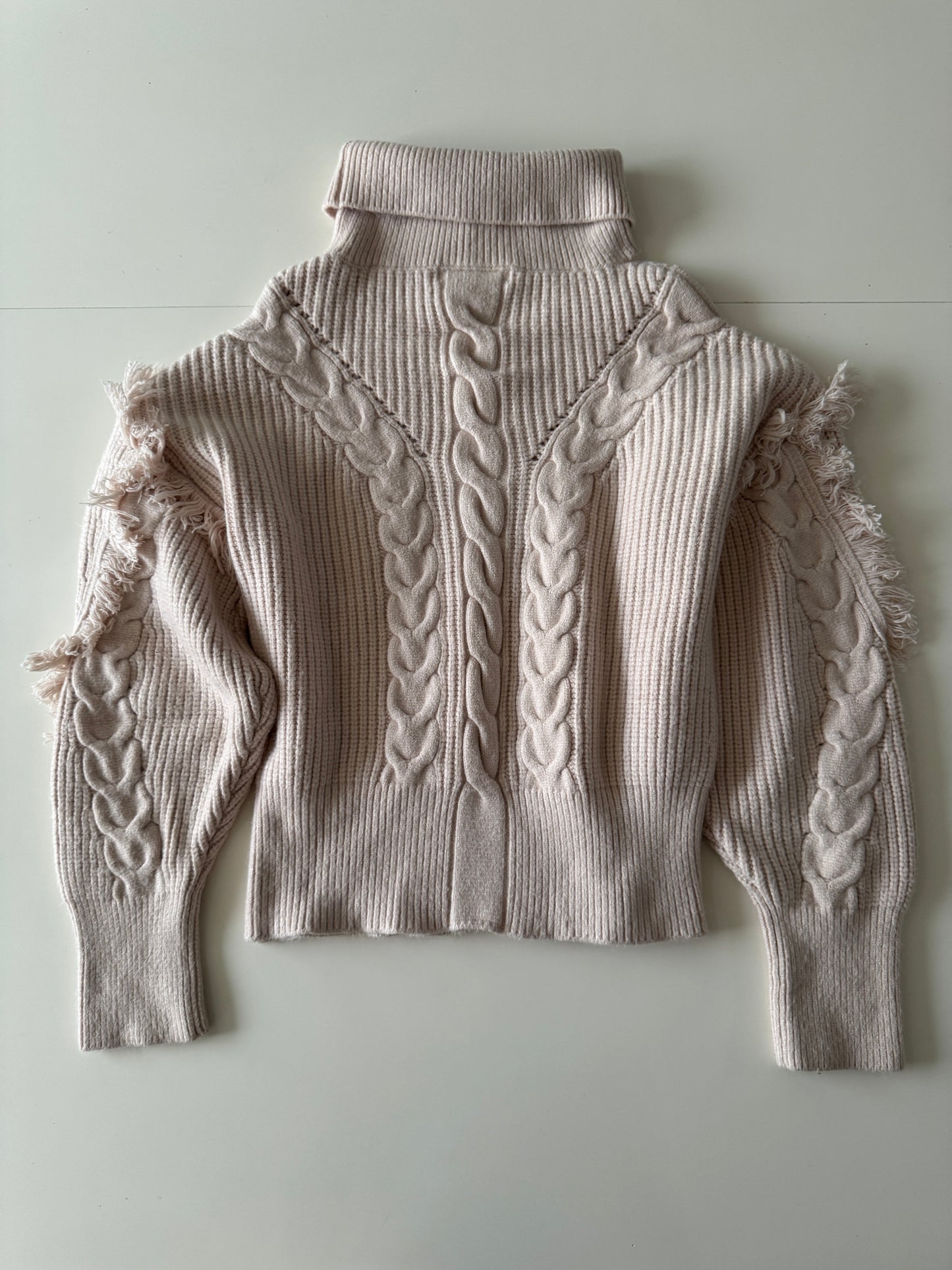Sweater beige acanalado, Talla L, Mujer, Catamaran
