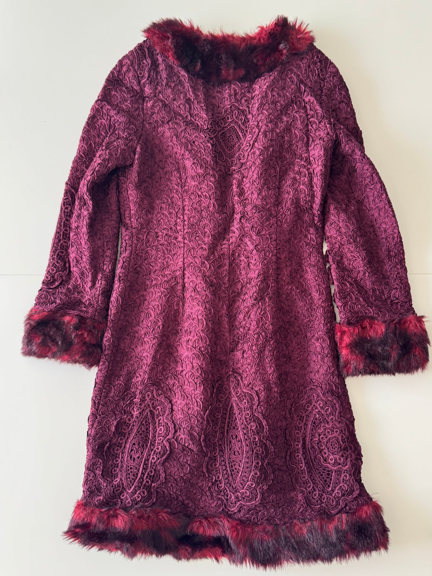 Abrigo largo color vino, Talla 10, Mujer, Sue Wong