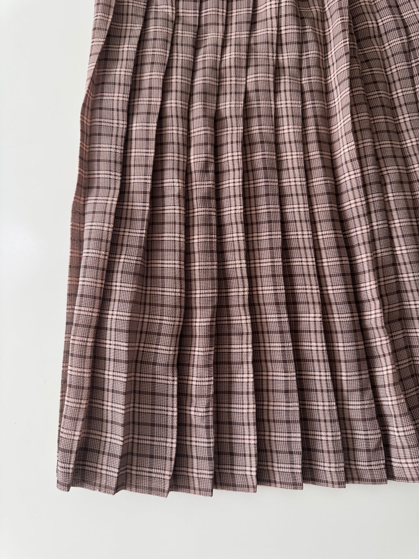 Falda tabloneada cafe, Talla S, Mujer