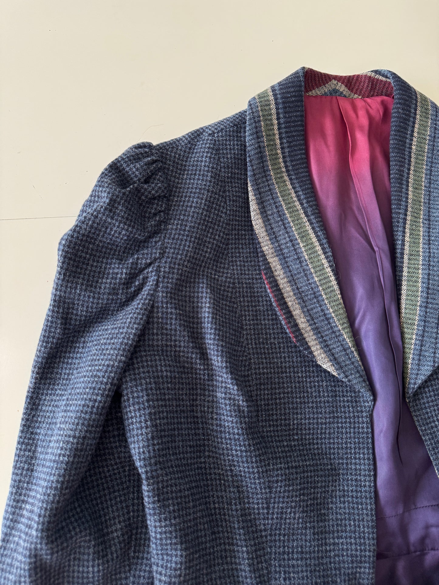 Blazer de lana azul, Talla Xs (9) vintage, Mujer