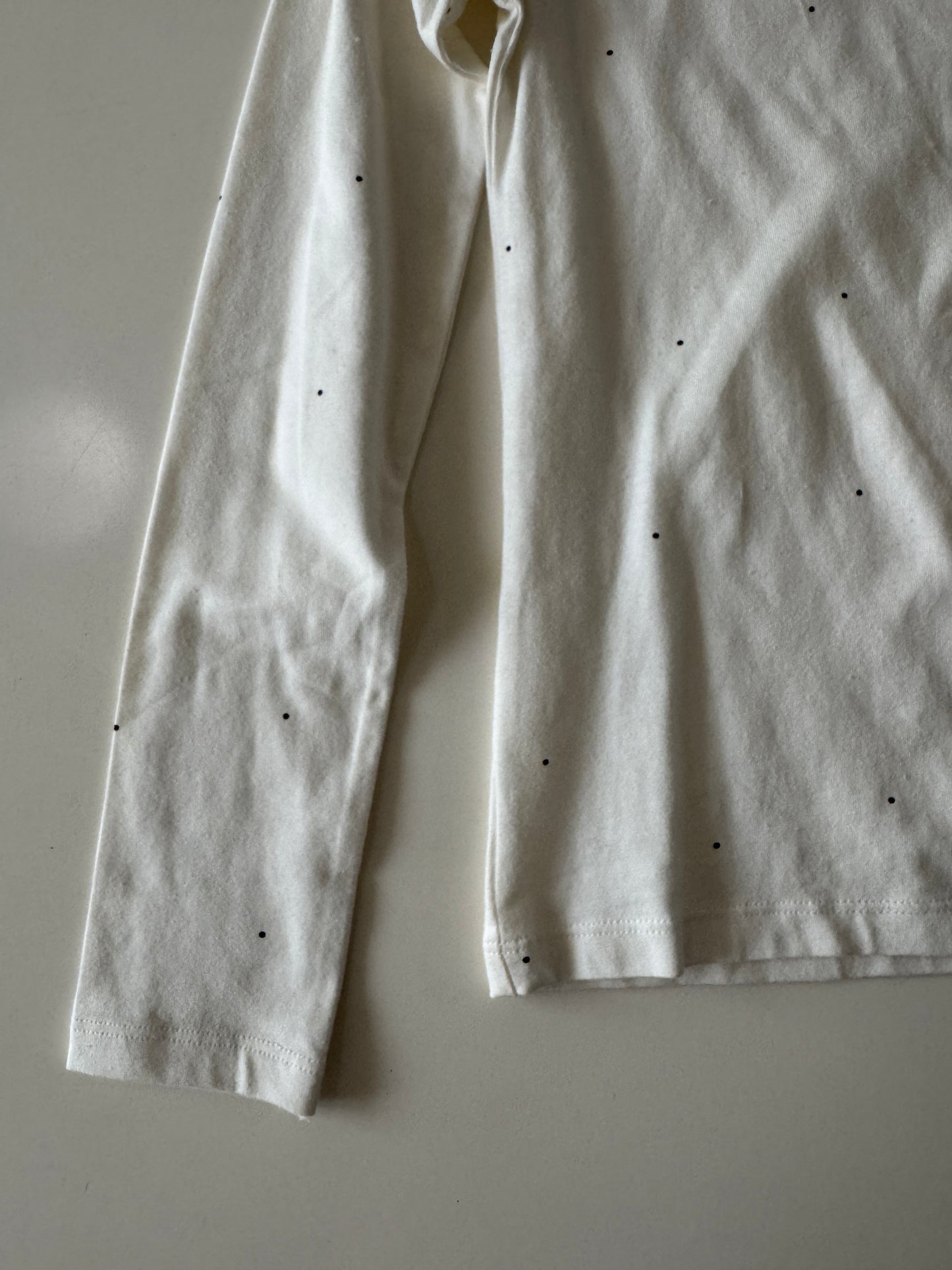 Playera manga larga blanca con lunares, Talla 8 a 10 años, Niña, H&M