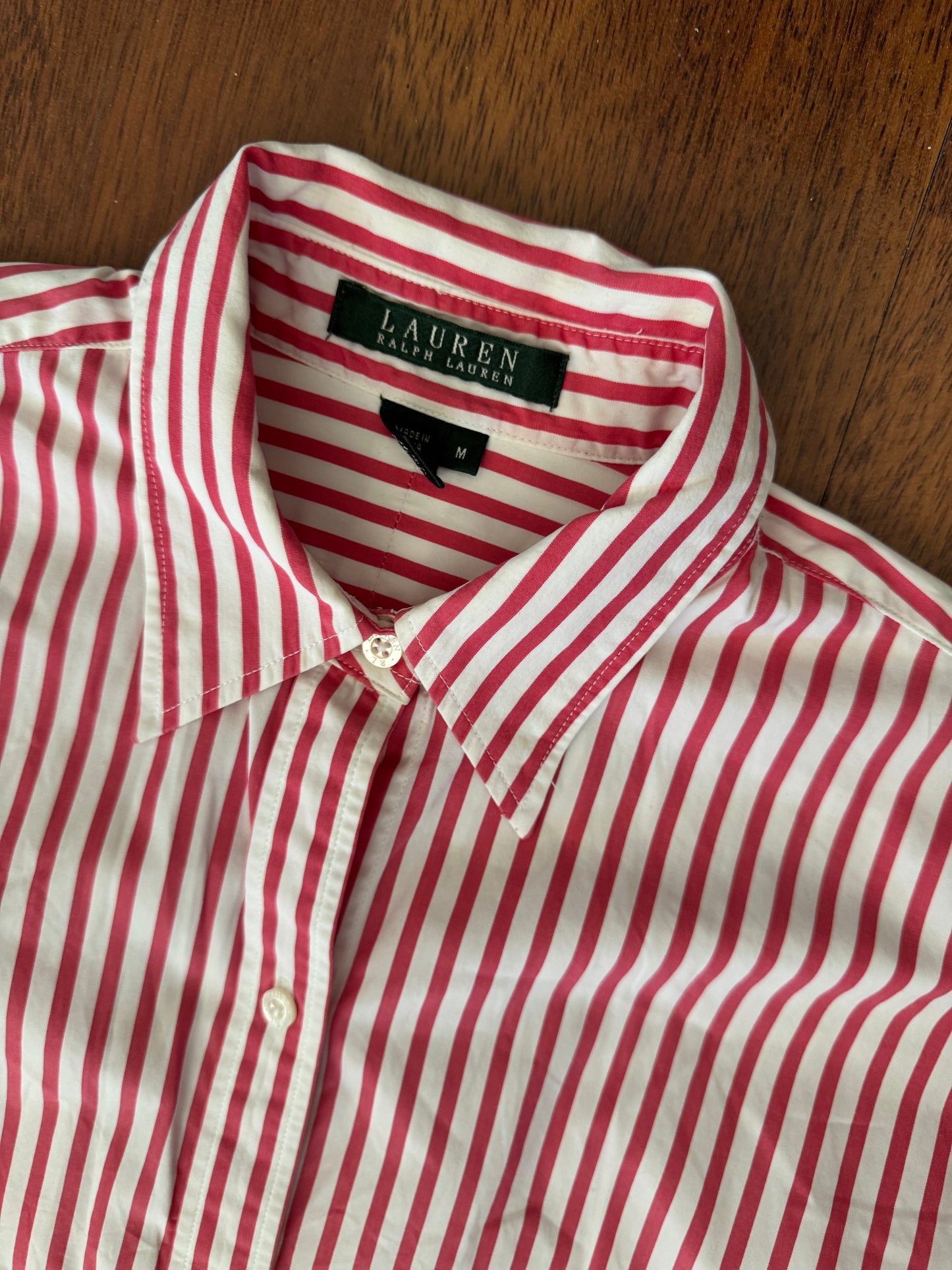 Camisa de rayas rosas, Talla M, Mujer, Lauren Ralph Lauren