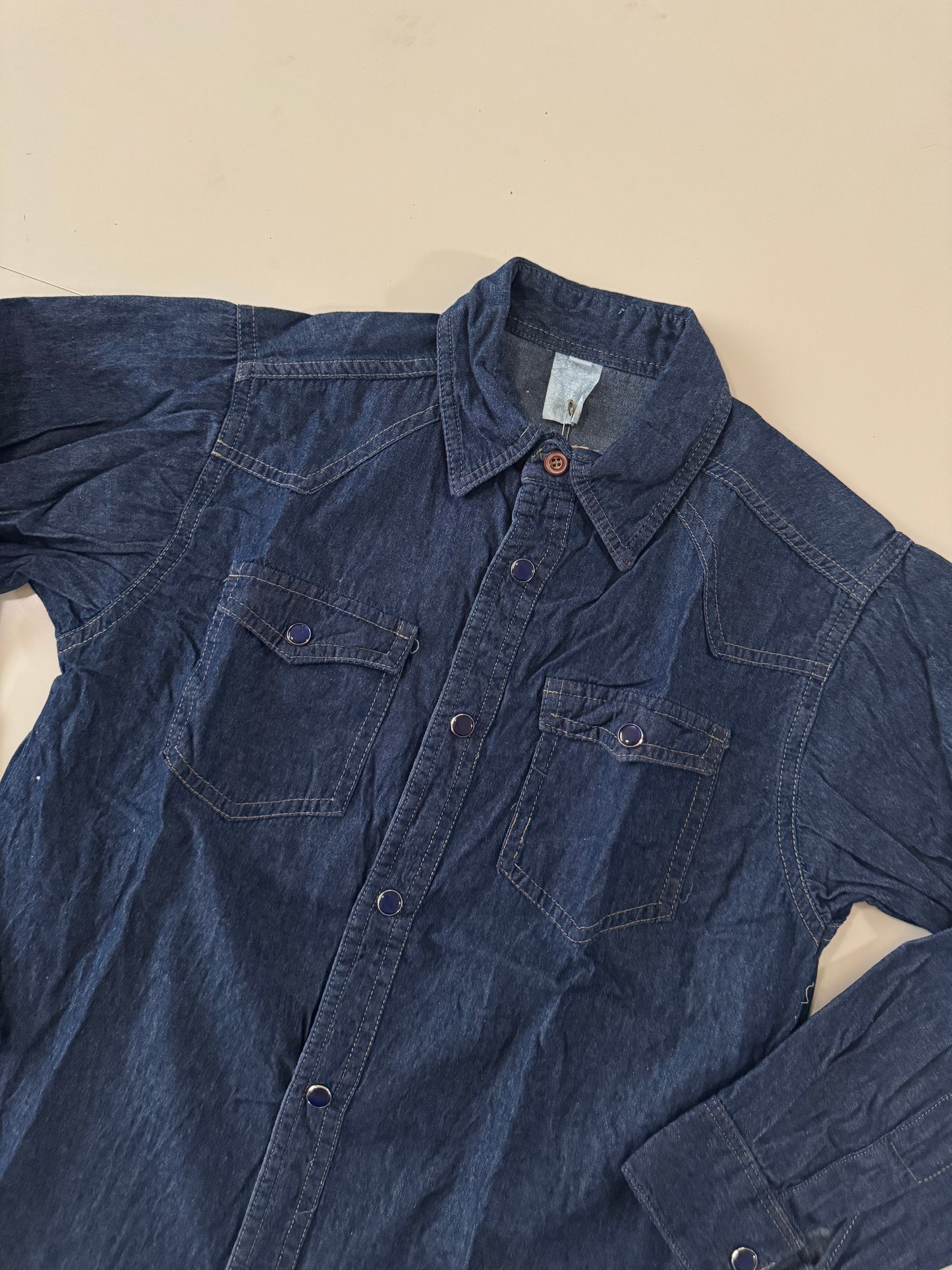 Camisa vaquera de mezclilla azul, Talla 12 años, Niño, Ozono Kracto