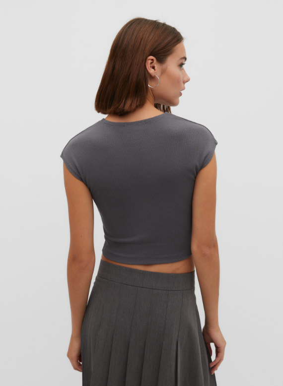 Camiseta ajustada gris, Talla S, Mujer